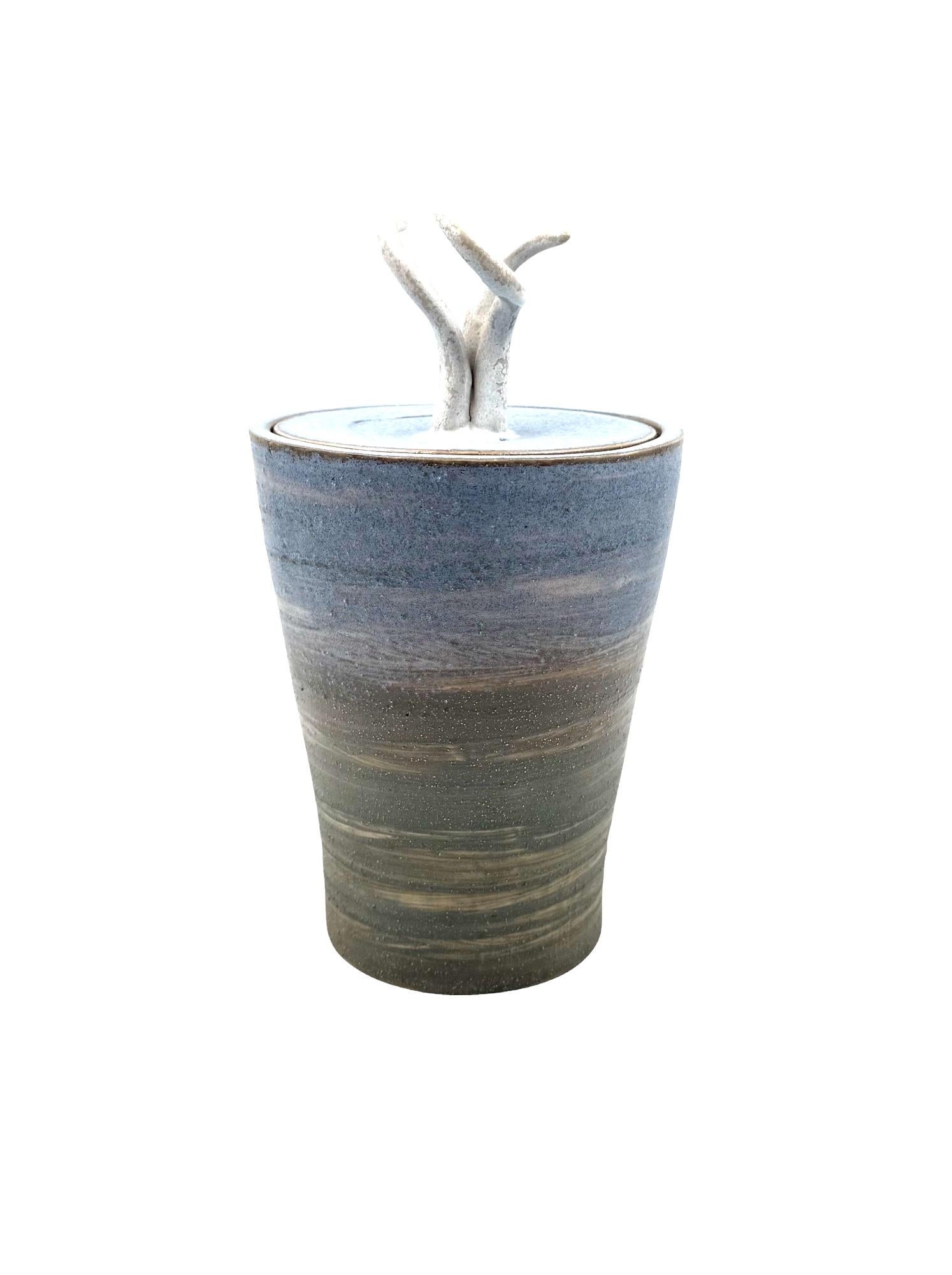 Jarrón de cerámica artística azul de estilo moderno de mediados de siglo, Gabriele Bucci Italia 2000s en venta 3
