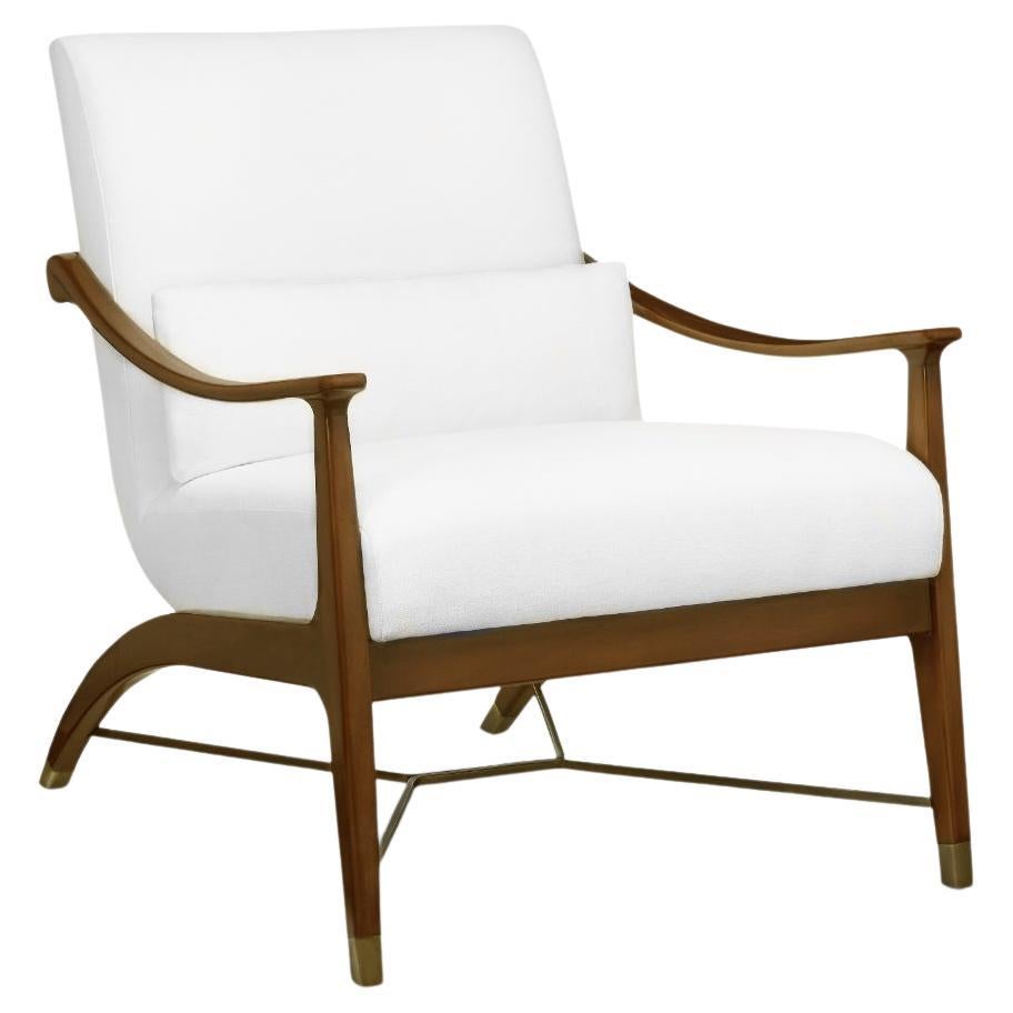 Single Lucite BarrelBack Chair with Shearling Upholstery and Brass Detail For Sale at 1stDibs
