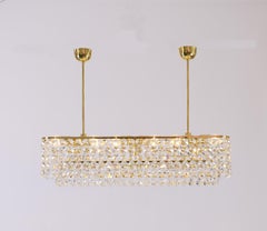Mid-Century Modern Style Brass and Glass Chandelier, Re Edition