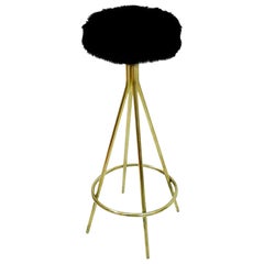 Mid-Century Modern Style Italienische Hocker aus Messing und Ziegenfell