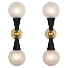 Apliques de latón y cristal de Murano de estilo «Mid-Century Modern», diseño italiano