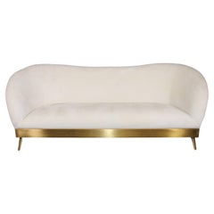 Mid Century Modern Style Brass Base Wavy Sofa 