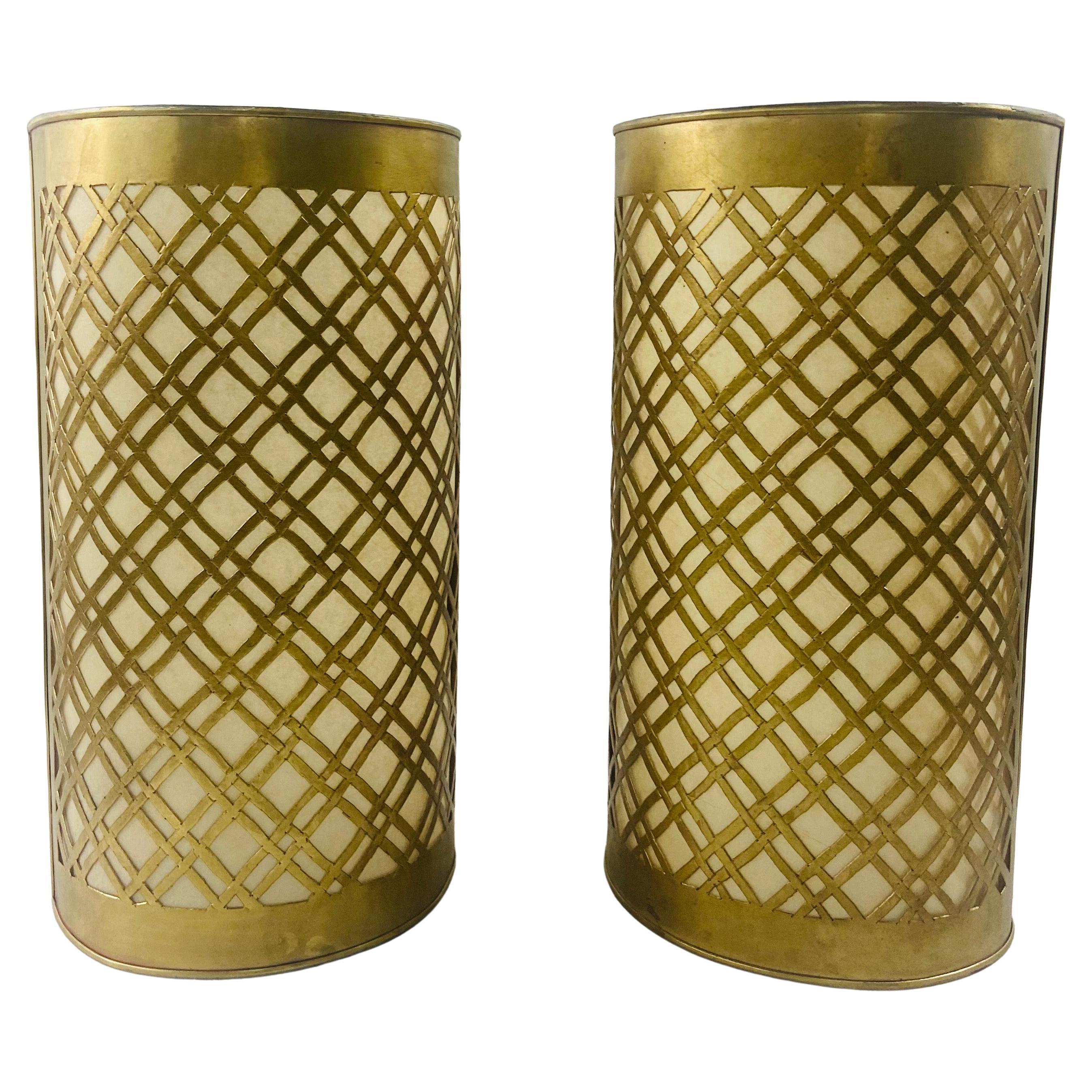 Mid-Century Modern Style Brass Diamond Design Wall Sconce, a Pair For Sale