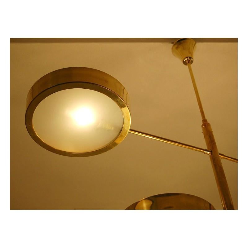 Lampadario italiano in ottone in stile metà secolo moderno, Bruno Gatta in vendita 8
