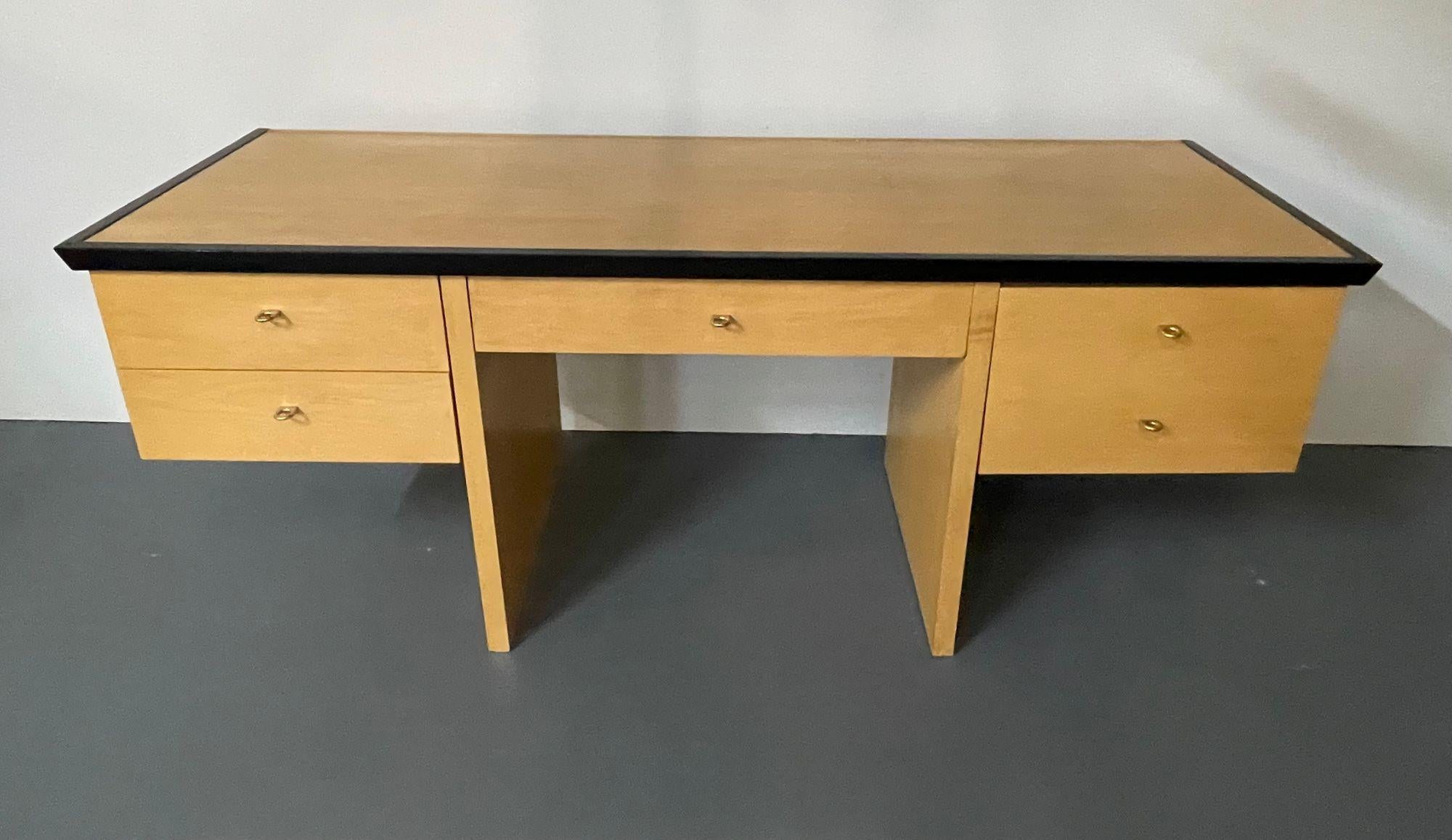 Contemporary Mid-Century Modern Style Burl and Ebony Custom Quality Desk / Writing Table