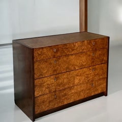 Mid-Century Modern Style Burl Walnut And Brass Chest By Century Furniture
