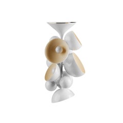 Mid-Century Modern Style Chandelier with 70s allure in brass finished in gloss