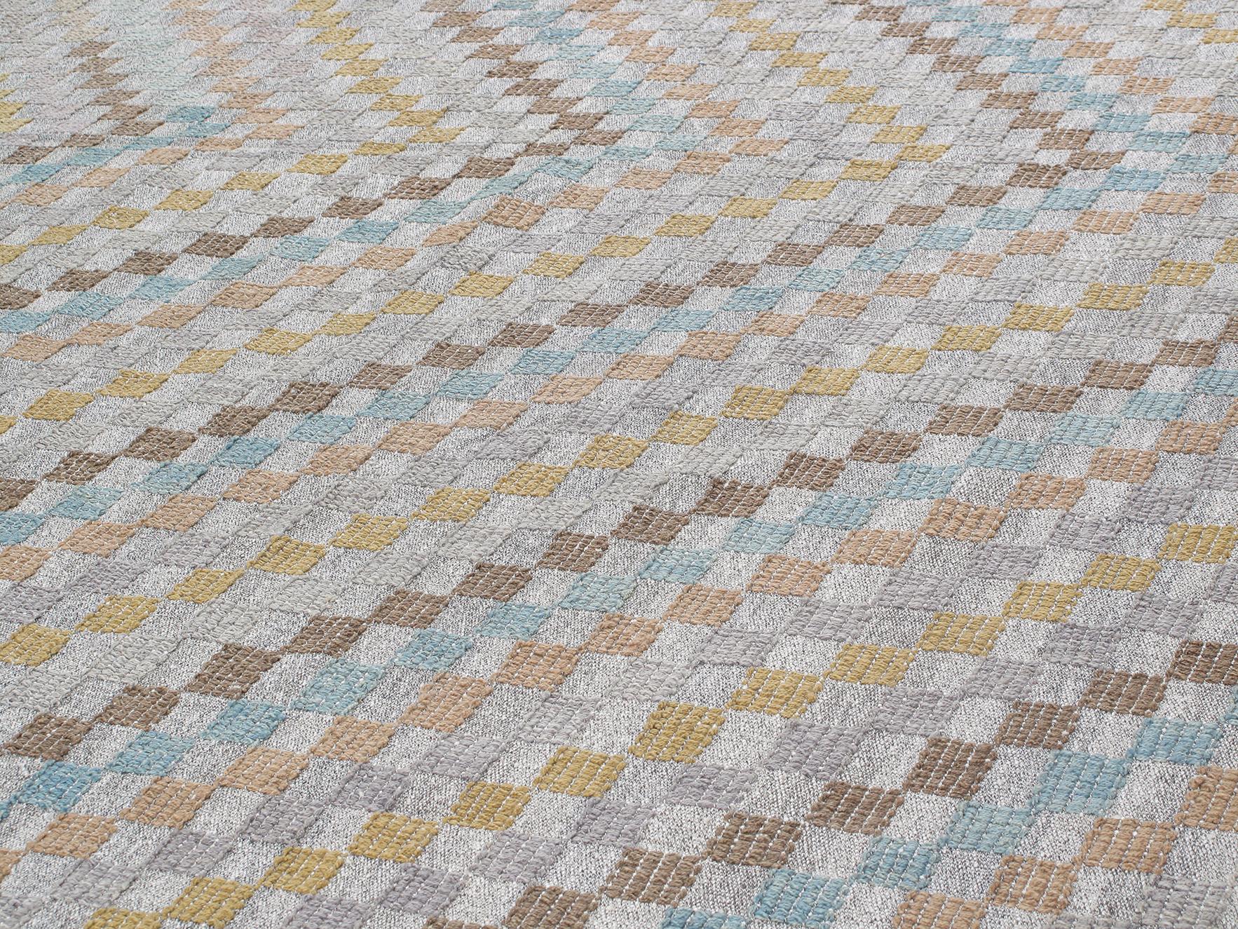 This Pelas flatweave rug is made with handspun wool and natural dyes. It is inspired by the antique kilims that are native to the Kurdish region in Iran. NASIRI continues their rich tradition of rug making by applying the same techniques and methods