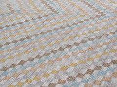 Moderner karierter Flachgewebeteppich im Mid-Century Modern-Stil