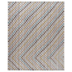 Tapis à carreaux à tissage plat de style moderne du milieu du siècle dernier