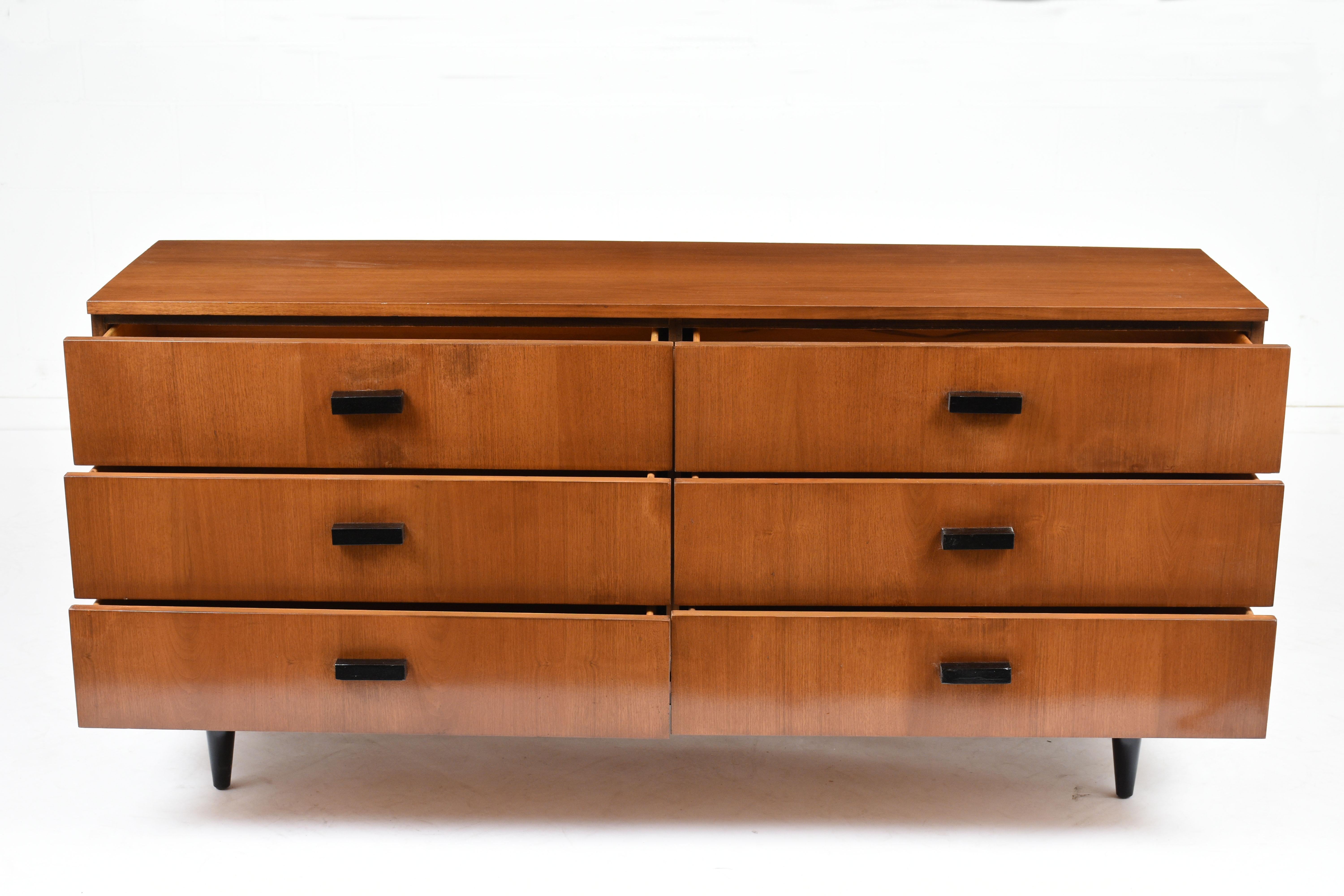 Carved Mid-Century Modern Style Chest of Drawers