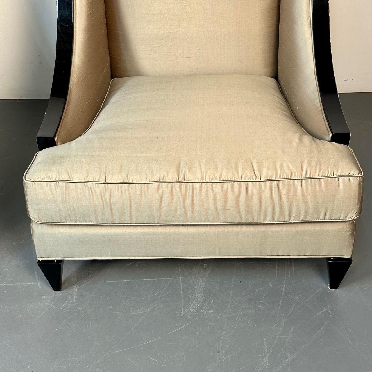 Mid-Century Modern Style Christopher Guy Square Wingback / Lounge Chair, Silk For Sale 9