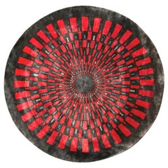 Mid-Century Modern Style Circle Rug in Red Art Deco Pattern by Rug & Kilim