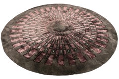 Mid-Century Modern Style Circle Rug, Purple Gray Art Deco by Rug & Kilim