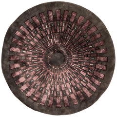 Rug & Kilim's Mid-Century Modern Style Circle Rug, Purple Gray Art Deco