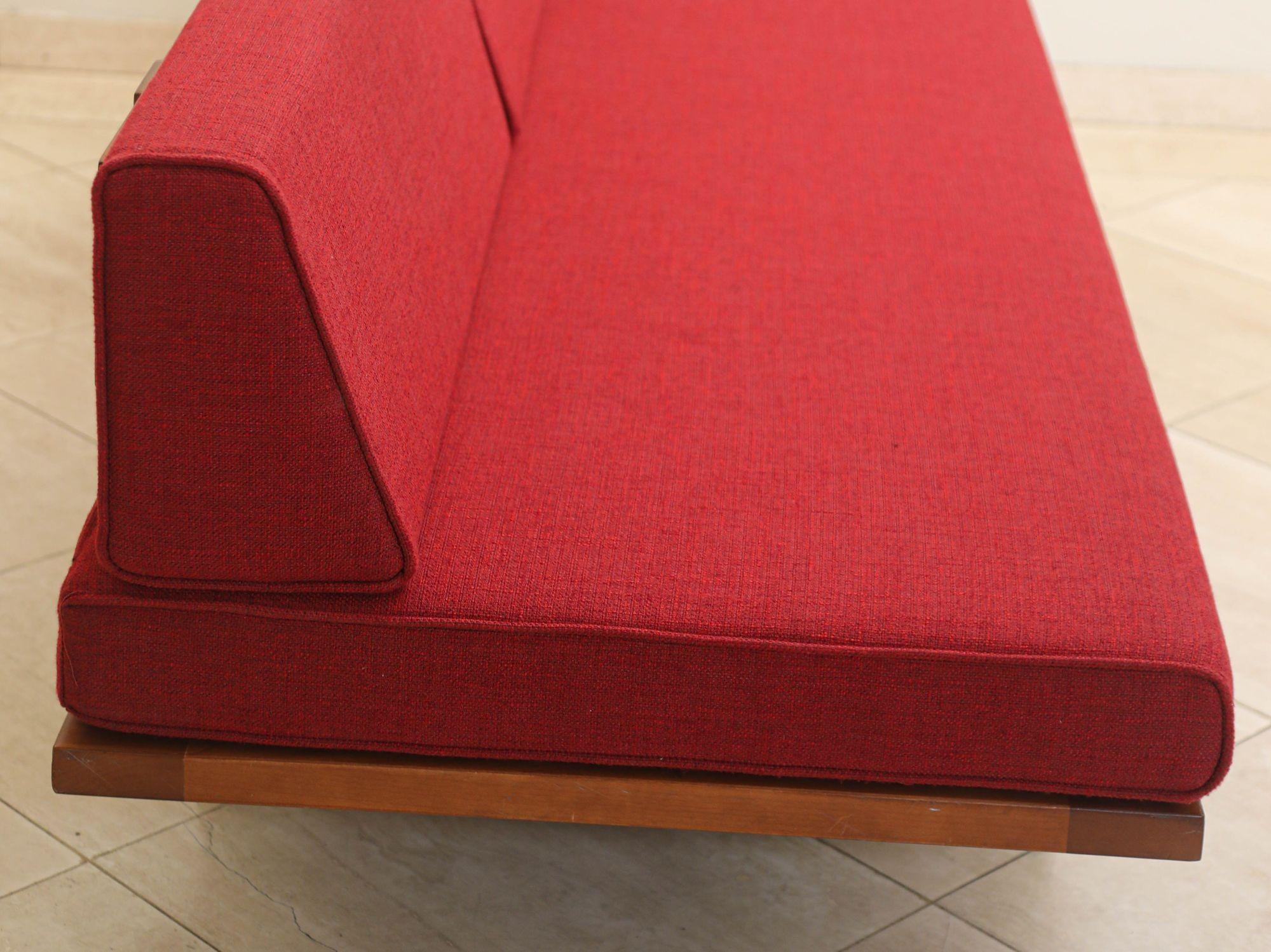 20th Century Mid Century Modern style Classic Daybed with Red Upholestry For Sale