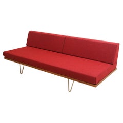 Vintage Mid Century Modern style Classic Daybed with Red Upholestry