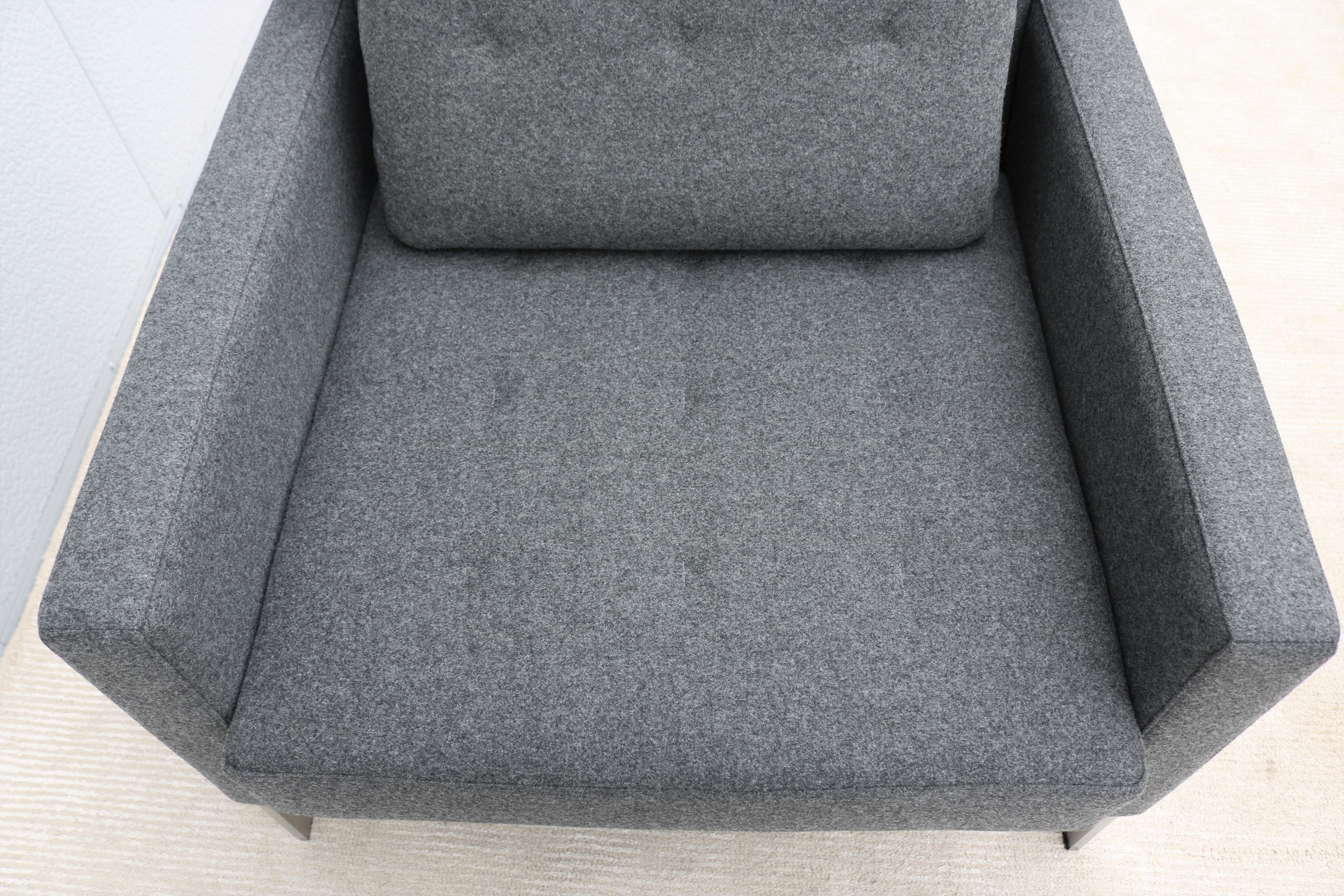 Mid-Century Modern Style Coalesse Millbrae Lifestyle Gray Wool Lounge Chair For Sale 1