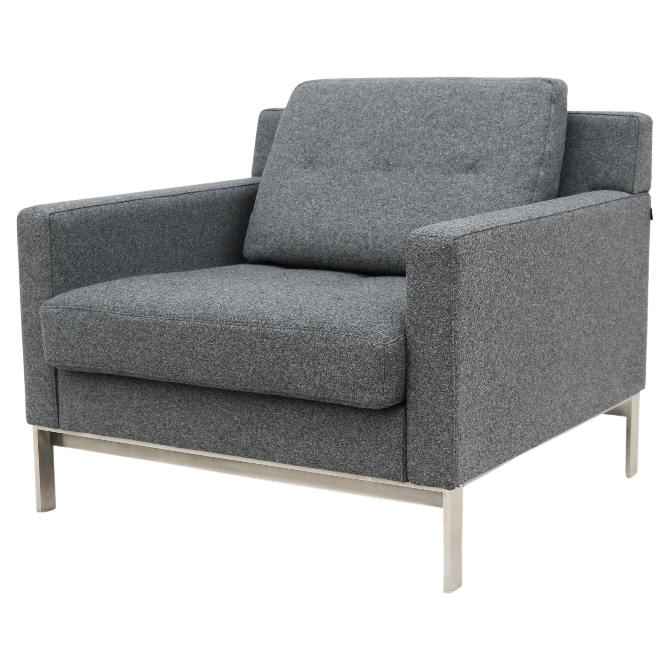 Mid-Century Modern Style Coalesse Millbrae Lifestyle Gray Wool Lounge Chair For Sale
