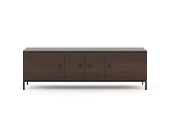Mid-Century Modern style Cocktail TV Cabinet made with walnut and iron, Handmade