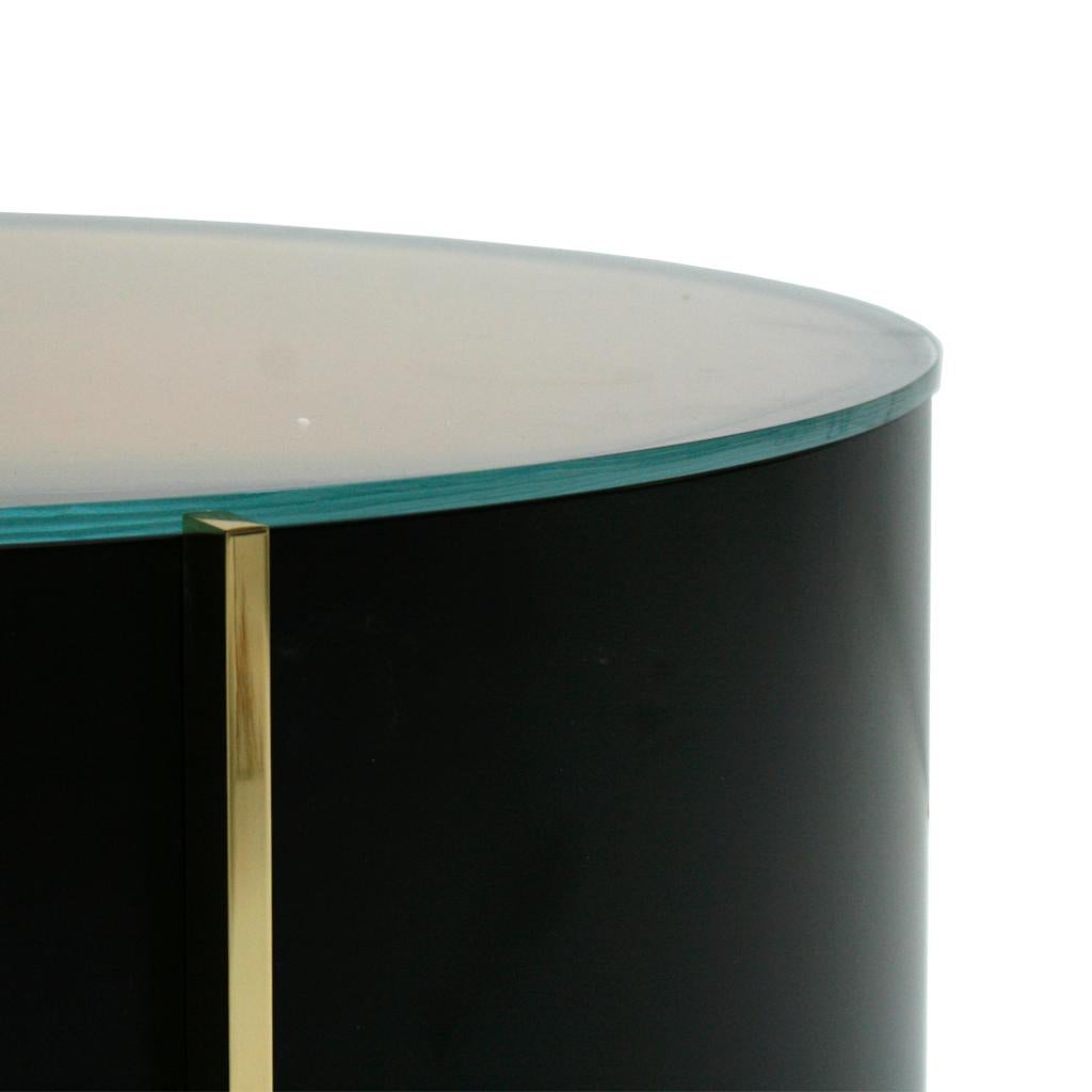 Mid-Century Modern Style Colored Glass Metal and Brass Italian Coffee Table For Sale 4