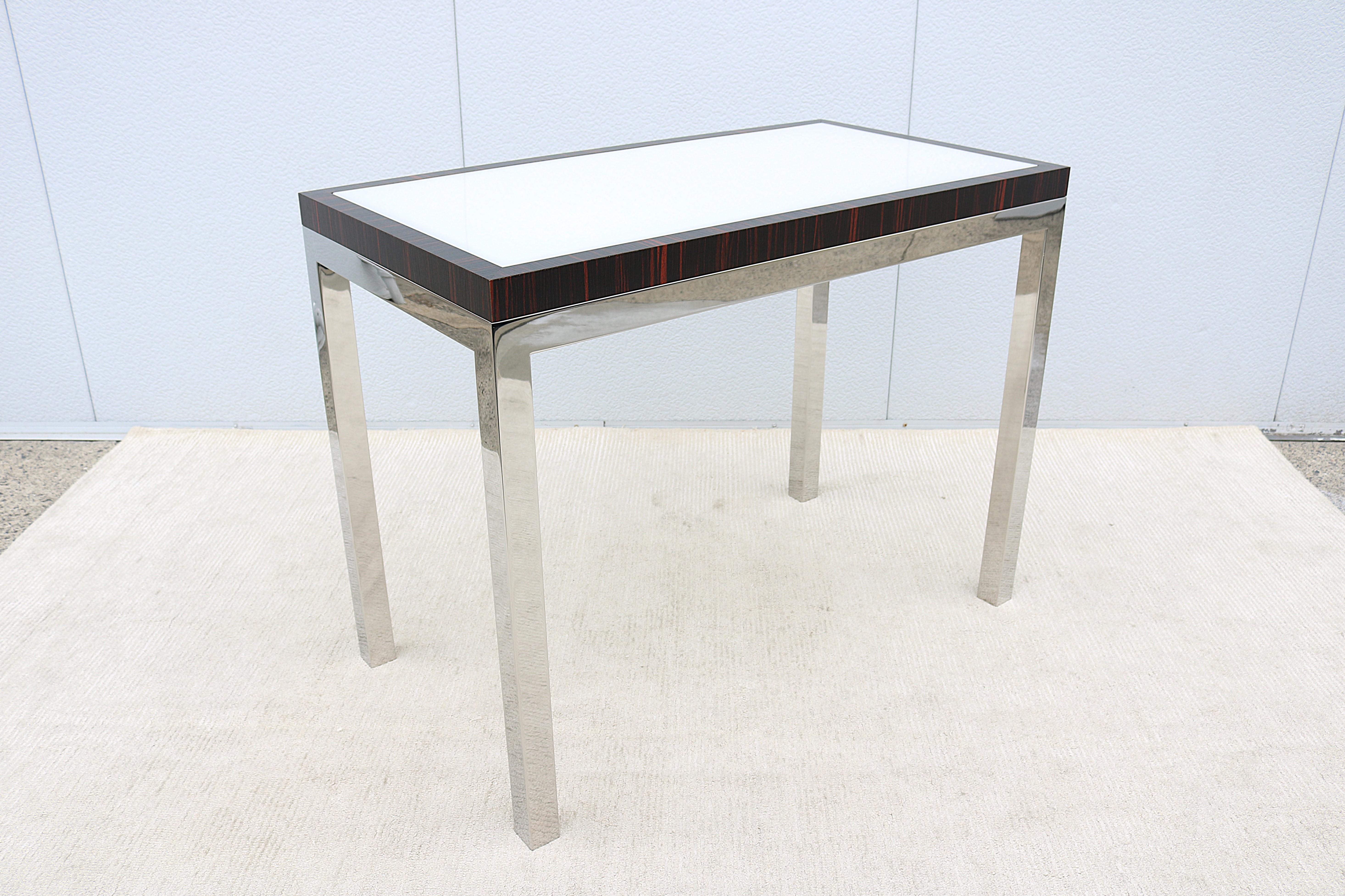 Mesa consola a media altura de estilo moderno de mediados de siglo atribuida a Leon Rosen en venta 2
