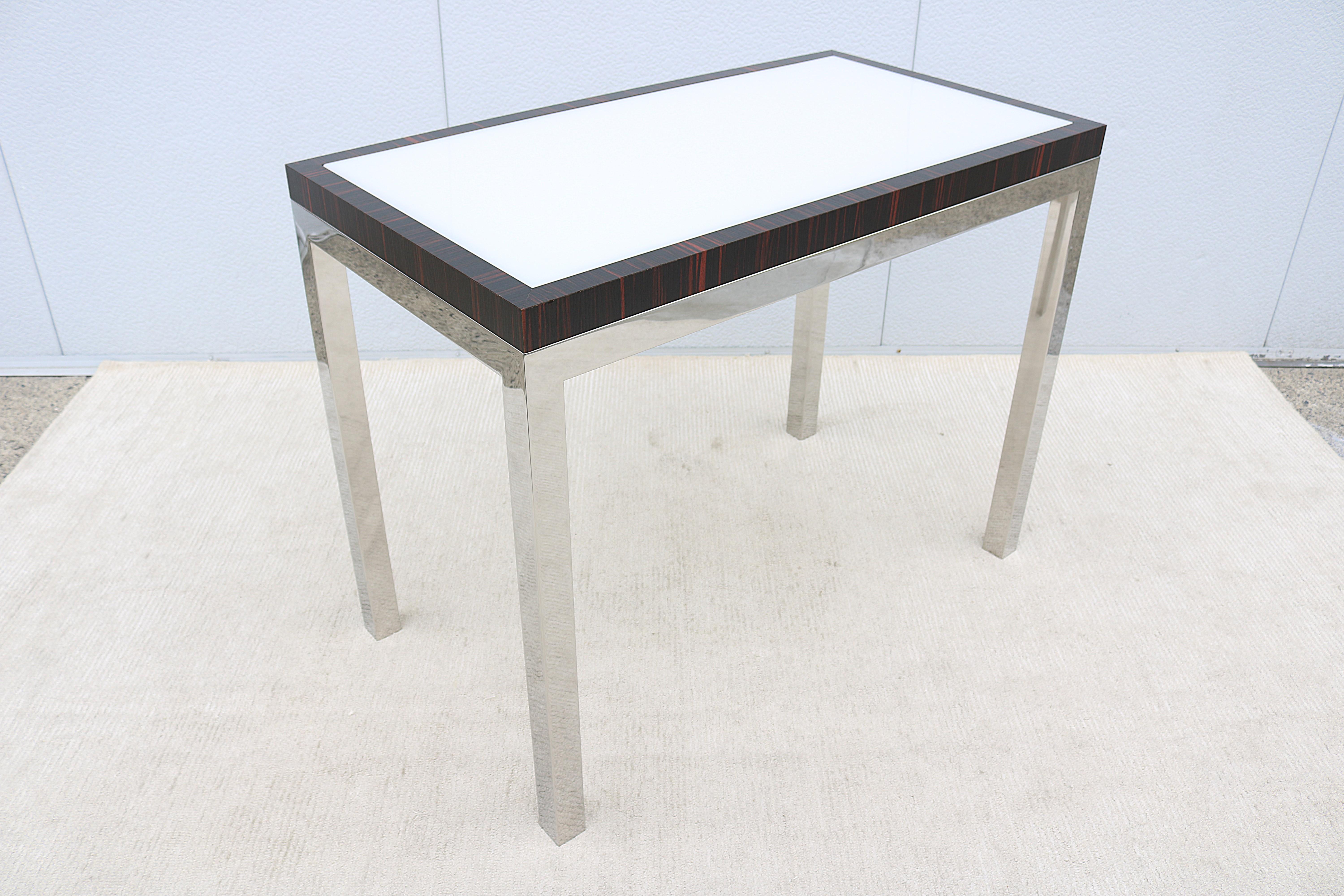 Mesa consola a media altura de estilo moderno de mediados de siglo atribuida a Leon Rosen en venta 3