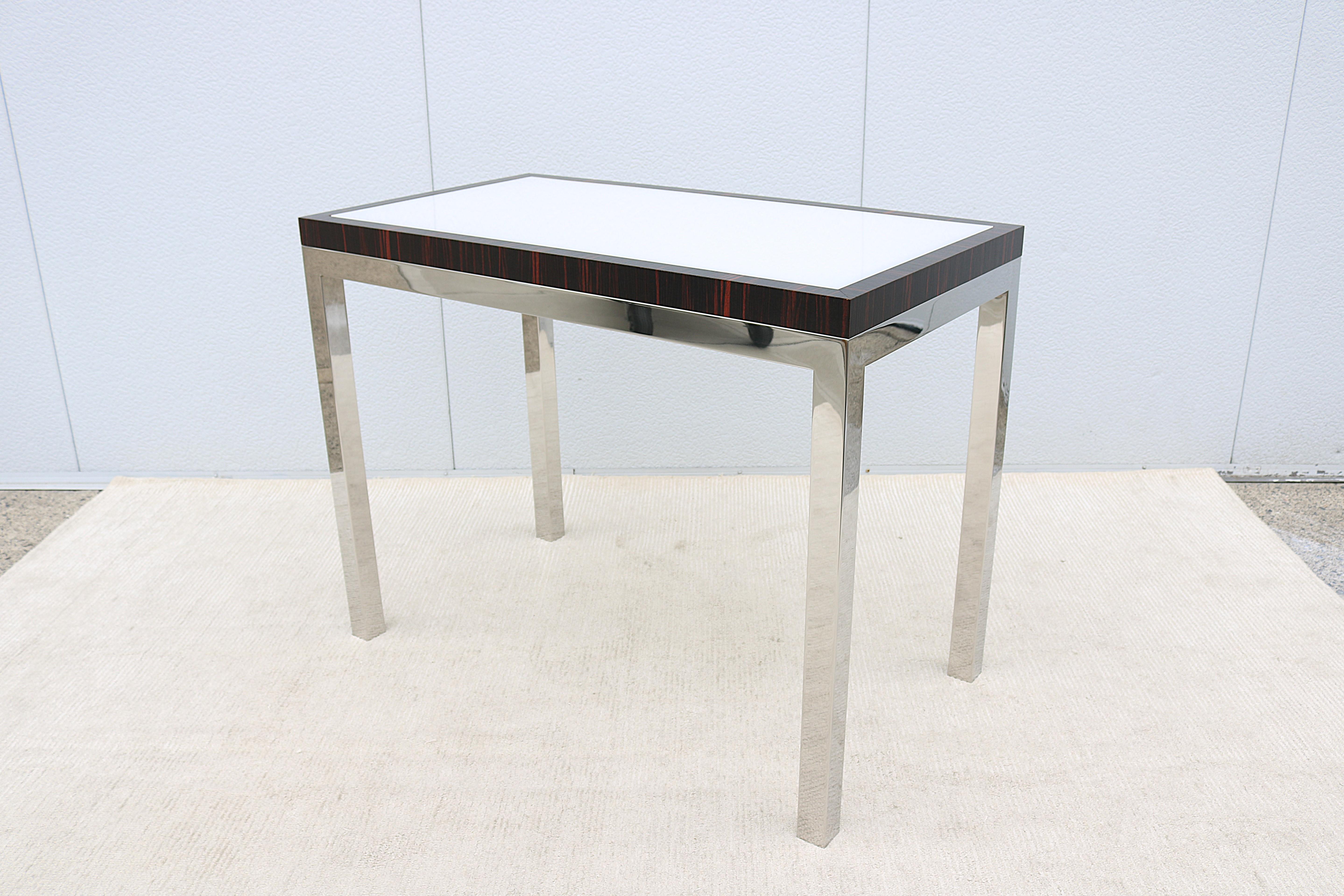 Mesa consola a media altura de estilo moderno de mediados de siglo atribuida a Leon Rosen en venta 5