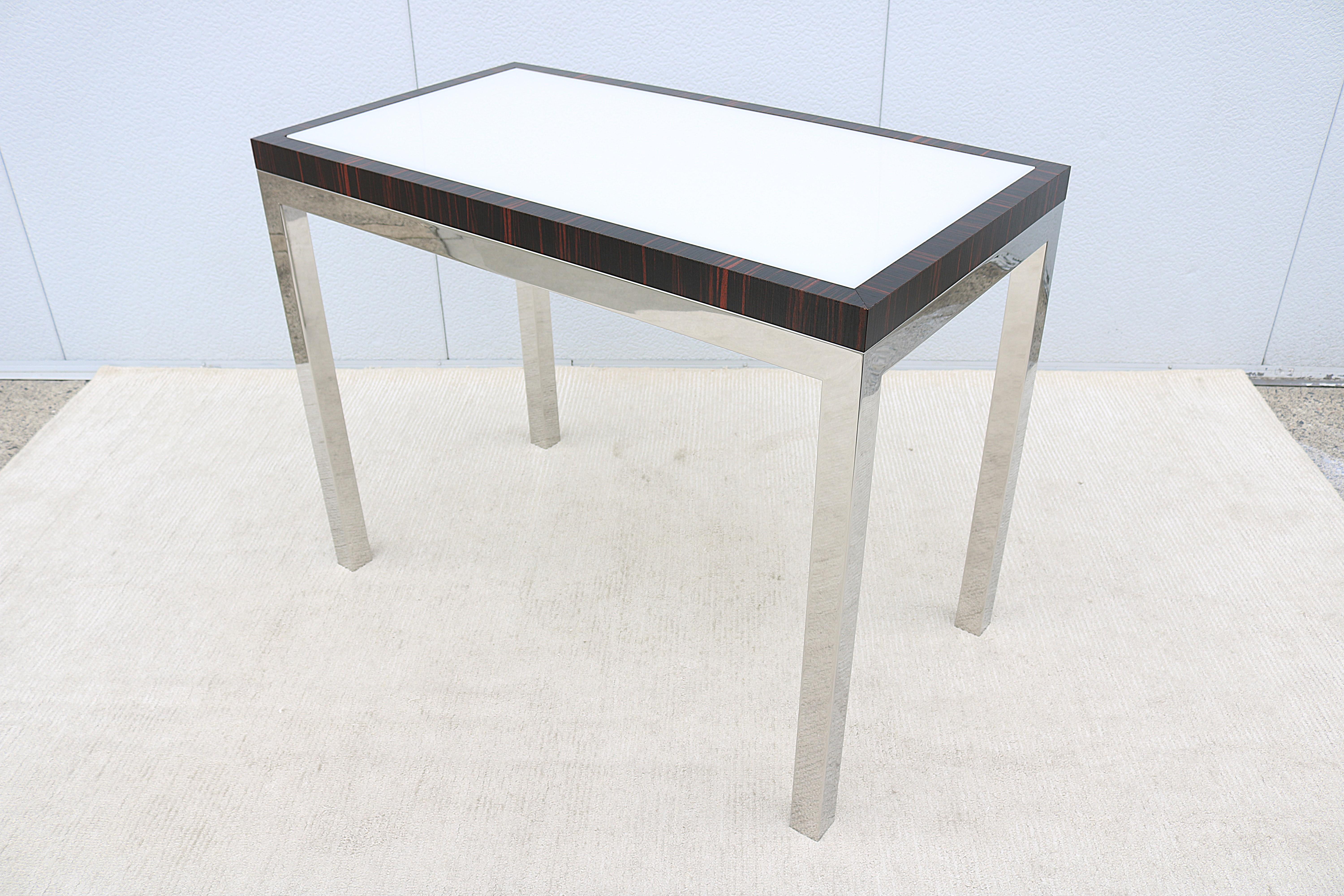 Mesa consola a media altura de estilo moderno de mediados de siglo atribuida a Leon Rosen en venta 6