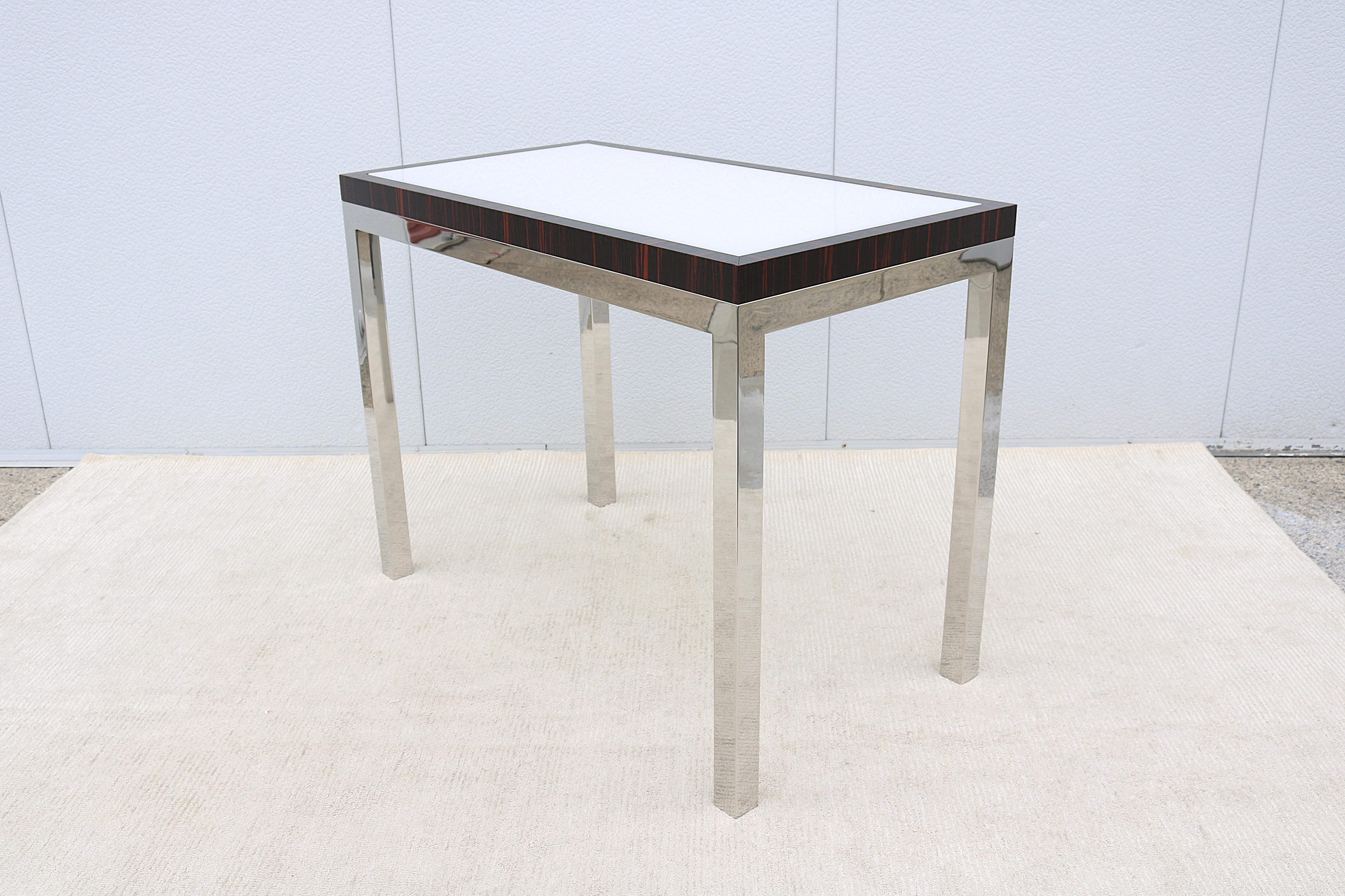 Mesa consola a media altura de estilo moderno de mediados de siglo atribuida a Leon Rosen en venta 7