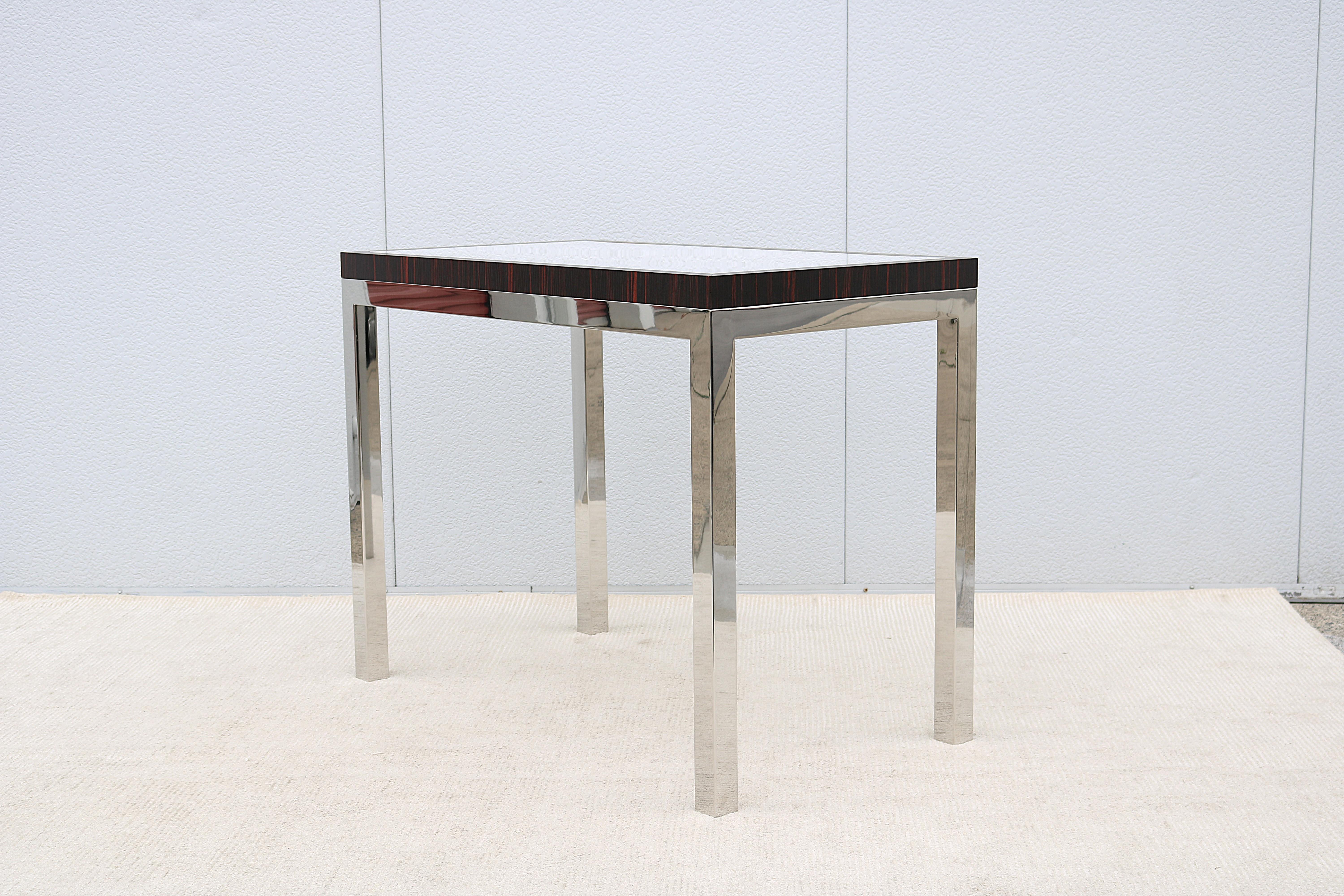 Mesa consola a media altura de estilo moderno de mediados de siglo atribuida a Leon Rosen en venta 8