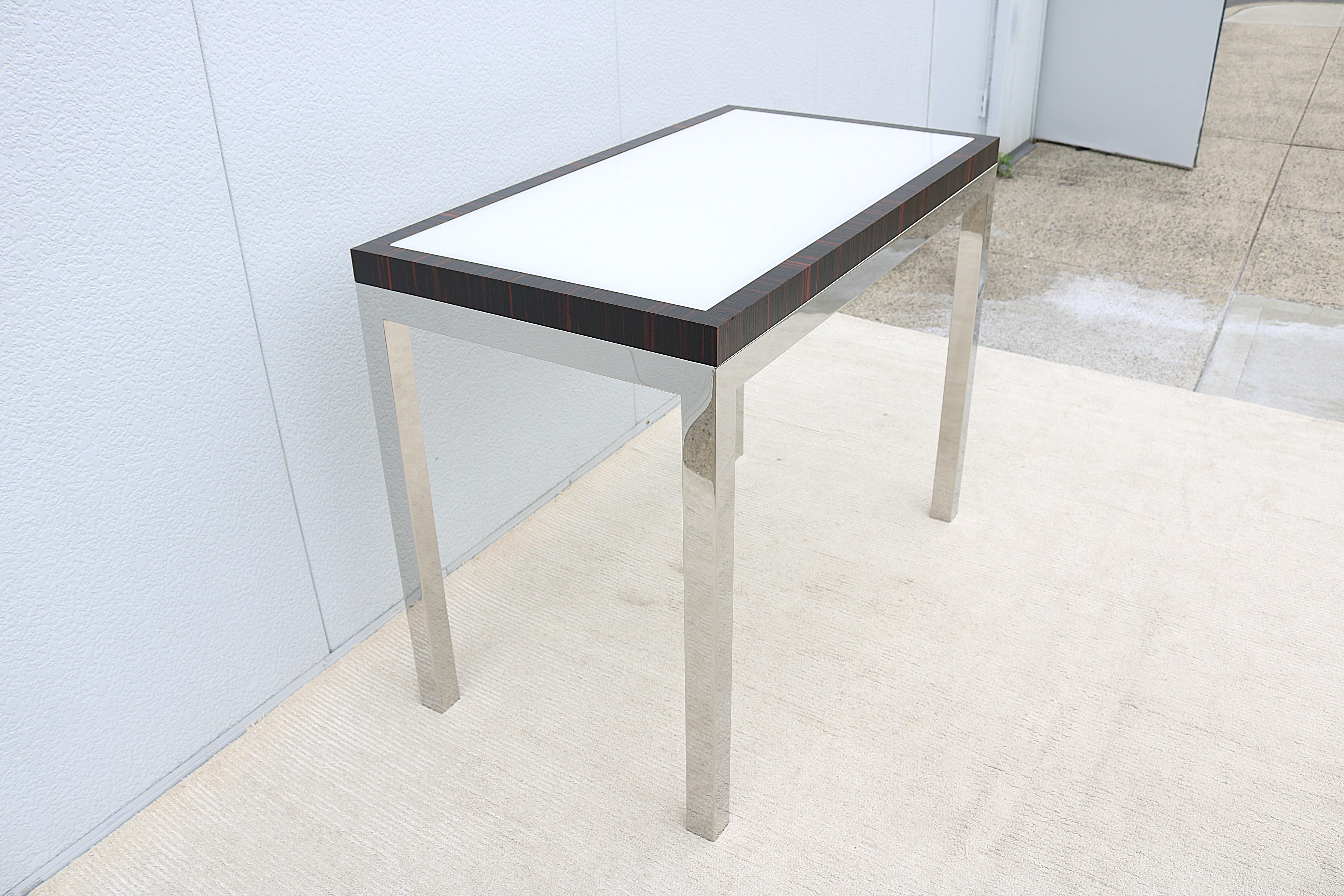 Mesa consola a media altura de estilo moderno de mediados de siglo atribuida a Leon Rosen en venta 1