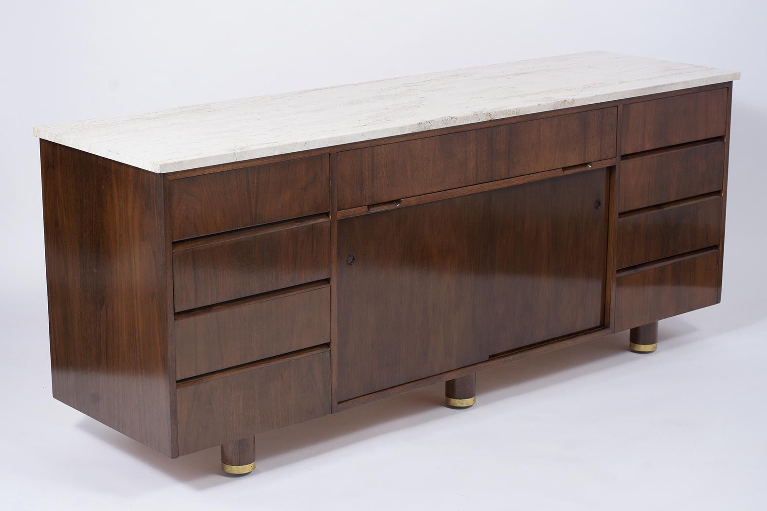 Carved Mid-Century Modern Style Credenza