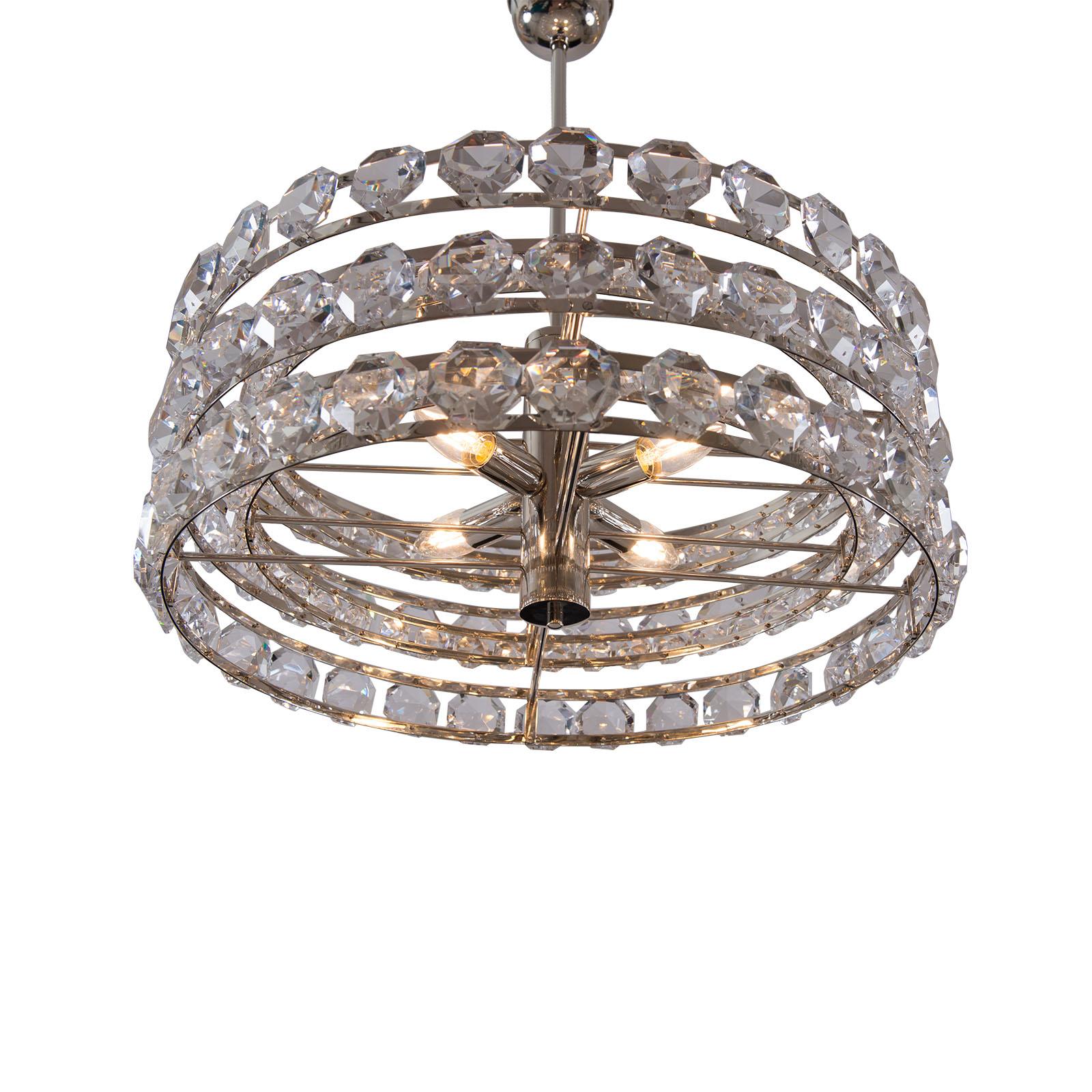 Hand-Crafted Mid-Century Modern Style Crystal Chandelier, Re Edition For Sale