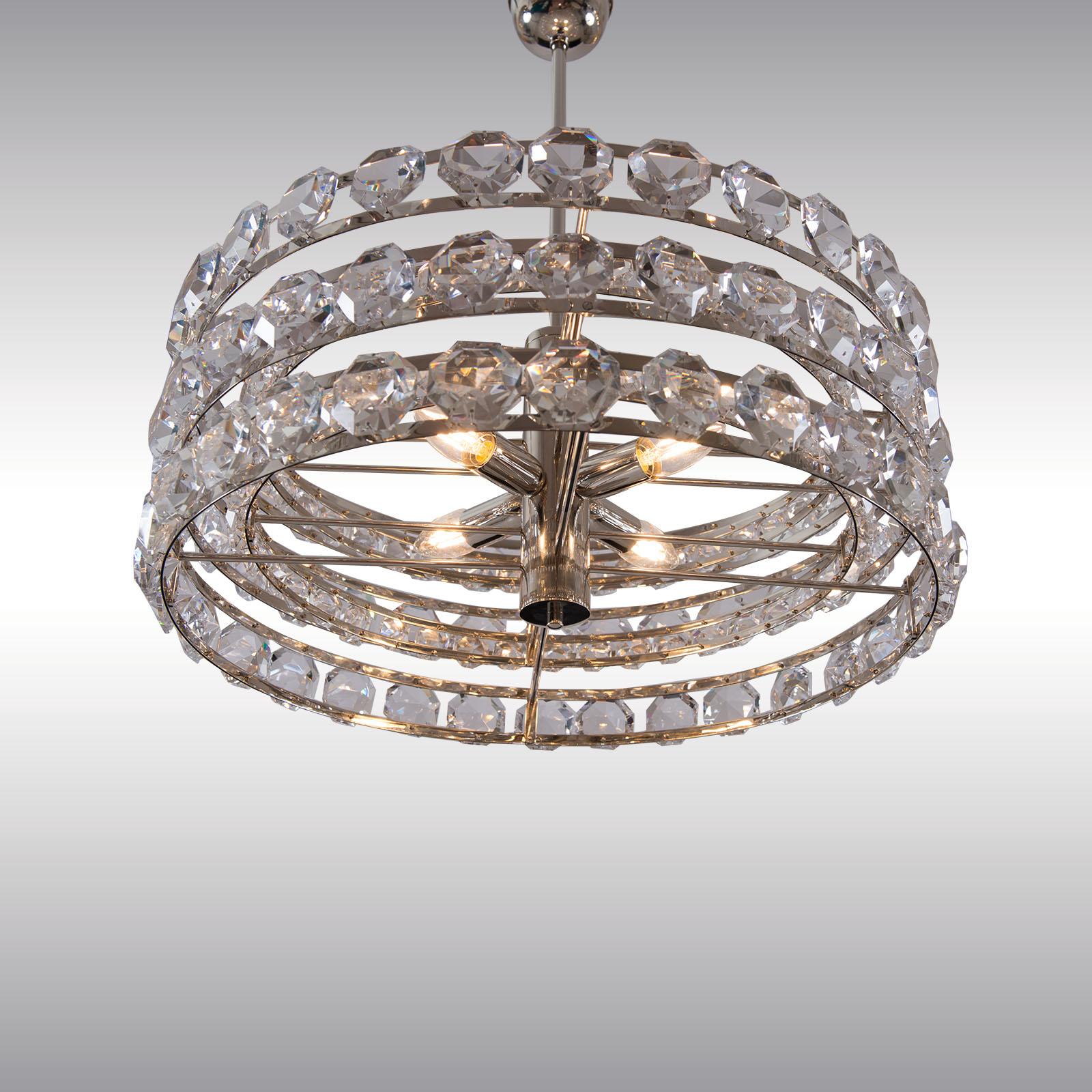 Contemporary Mid-Century Modern Style Crystal Chandelier, Re Edition For Sale