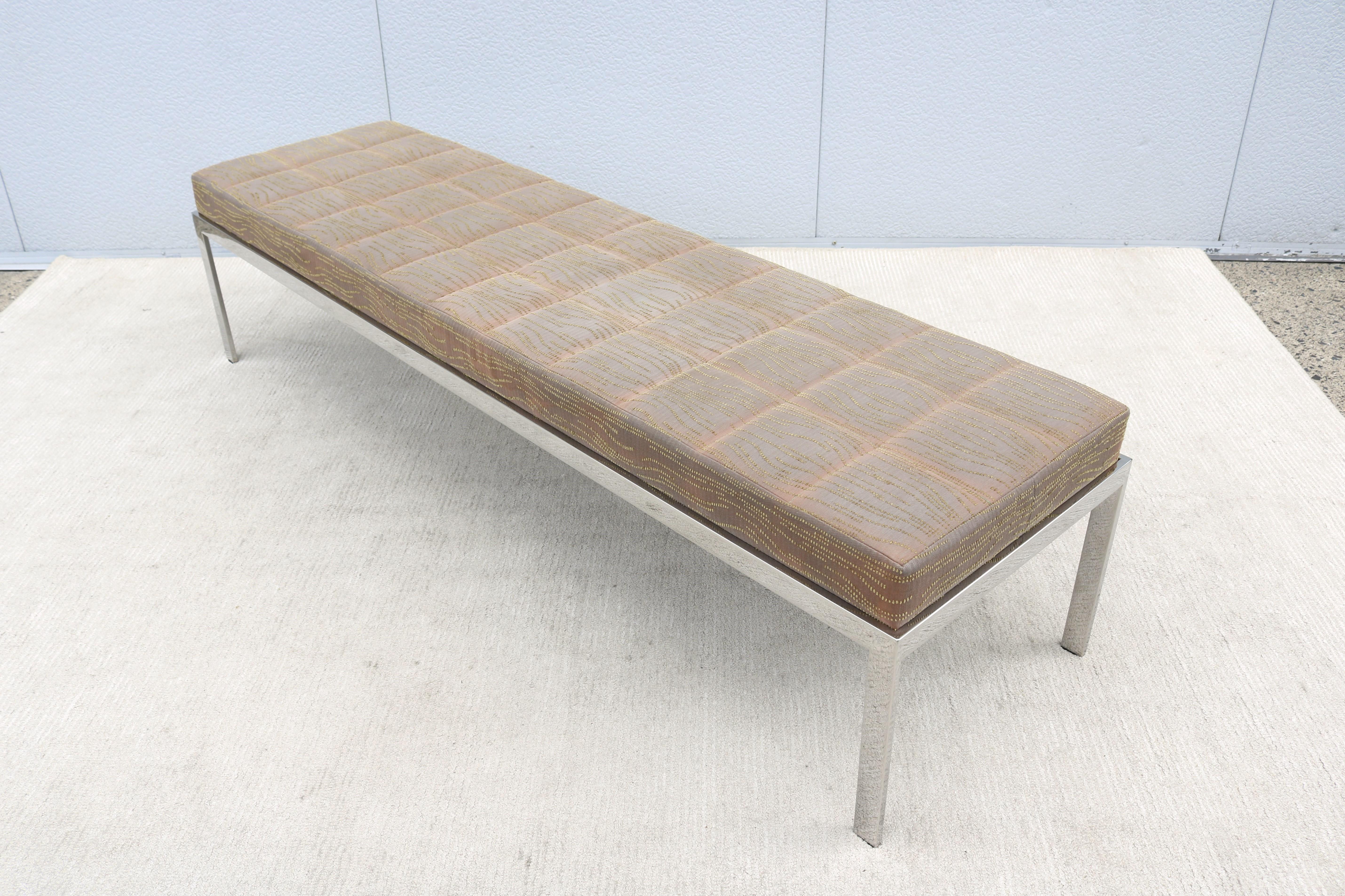 Mid-Century Modern Style Cumberland Large Rectangular Cambridge Metal Bench For Sale 3