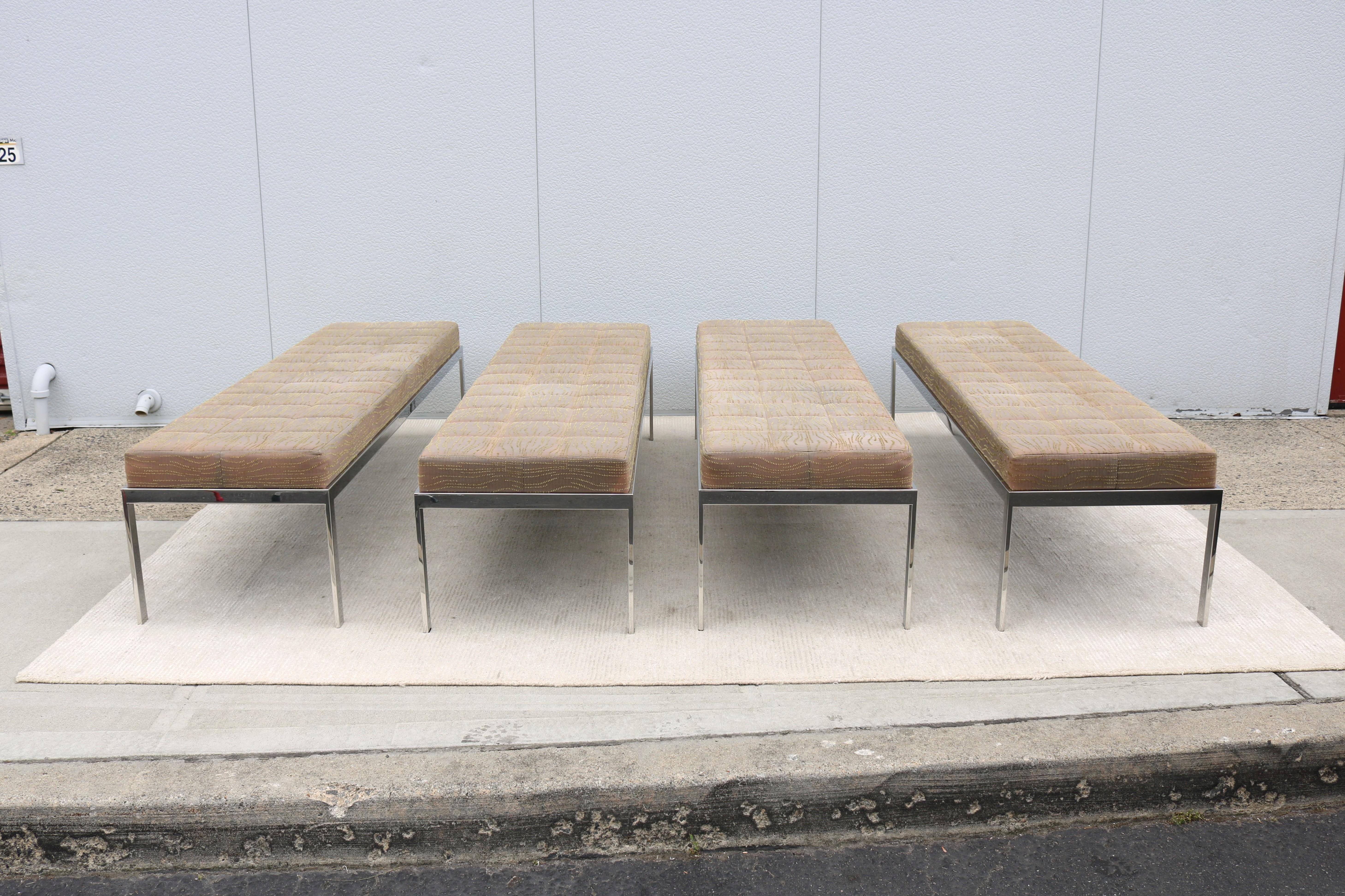 Mid-Century Modern Style Cumberland Large Rectangular Cambridge Metal Bench For Sale 5