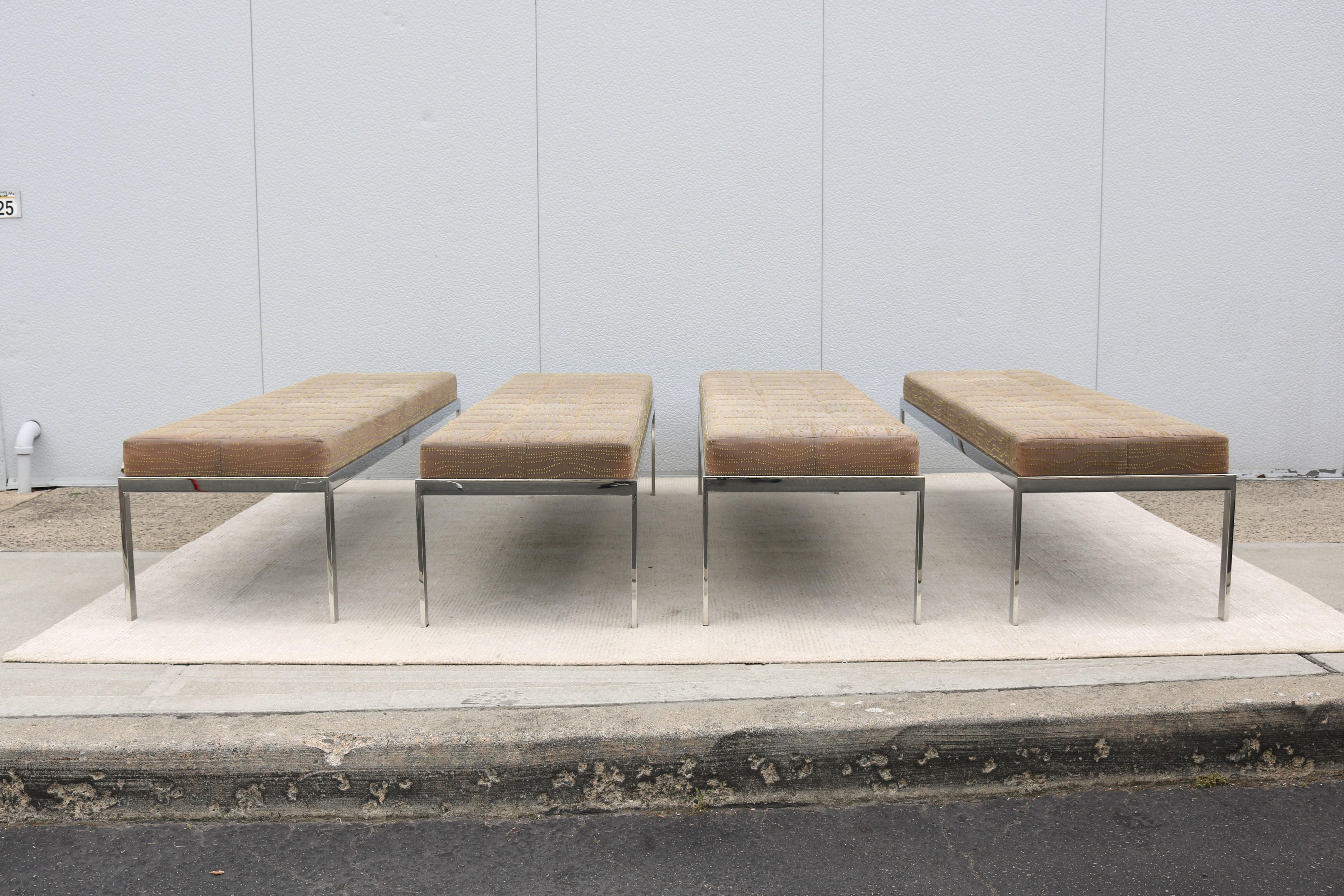 Mid-Century Modern Style Cumberland Large Rectangular Cambridge Metal Bench For Sale 6