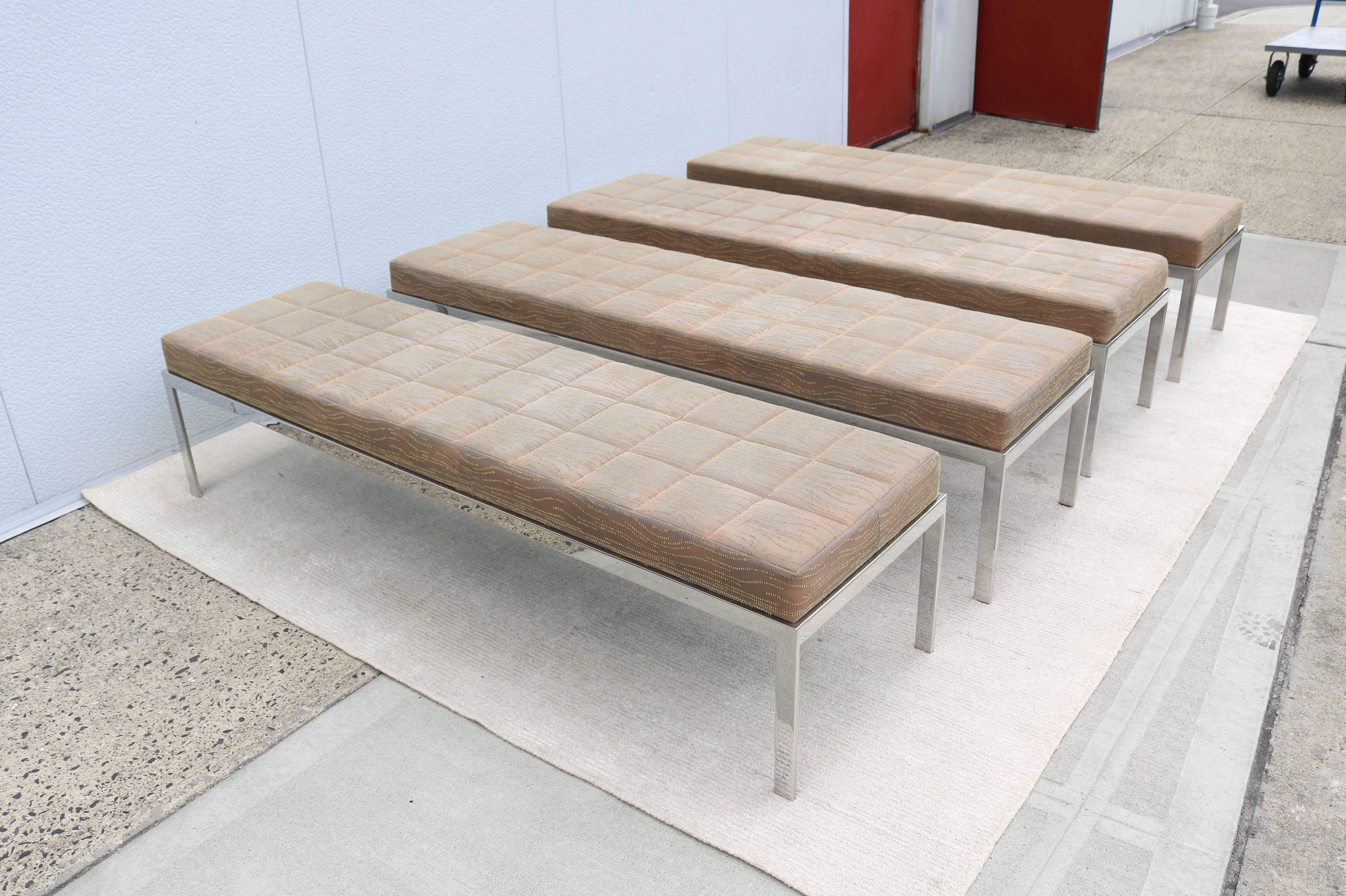 Mid-Century Modern Style Cumberland Large Rectangular Cambridge Metal Bench For Sale 8