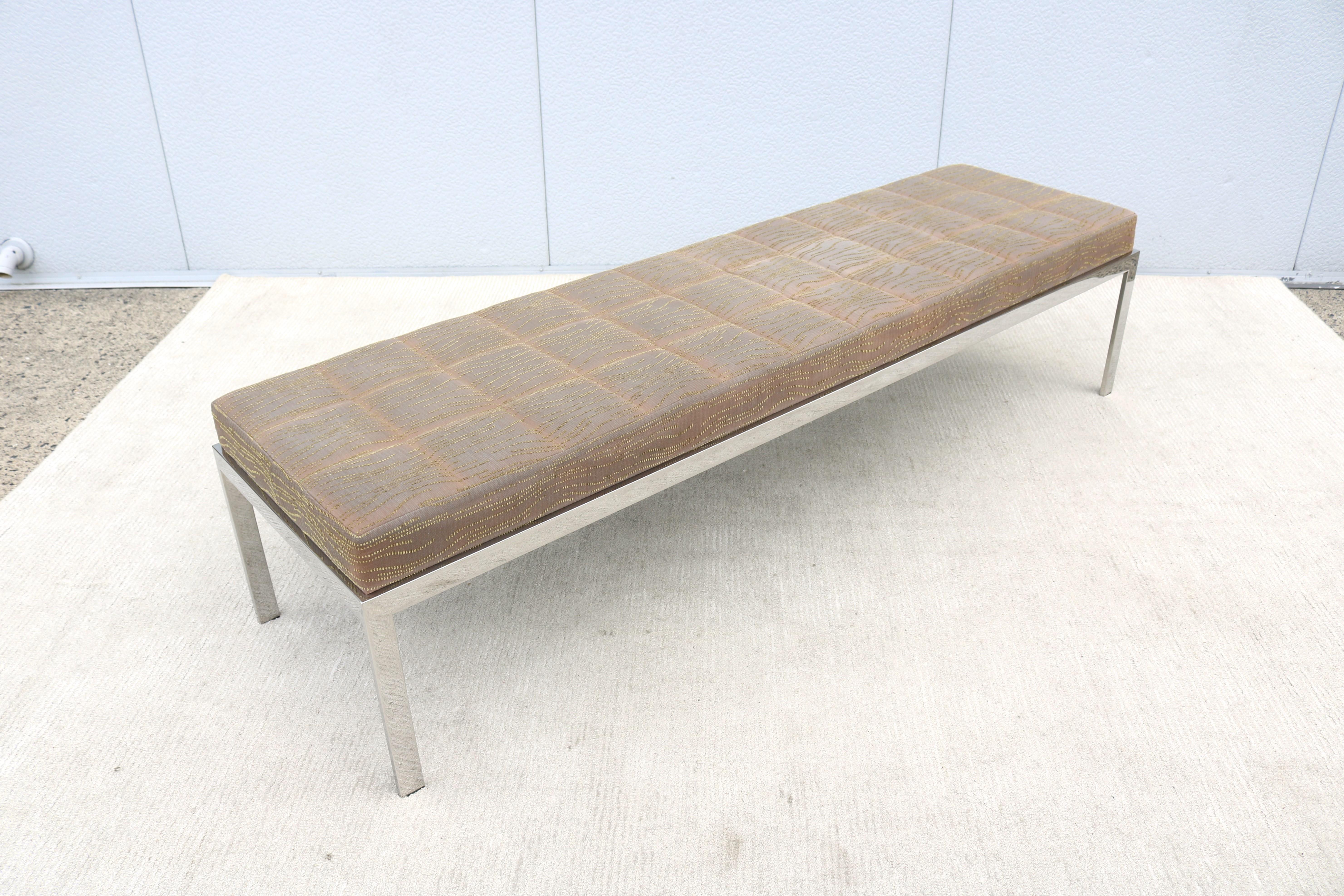 Polished Mid-Century Modern Style Cumberland Large Rectangular Cambridge Metal Bench For Sale