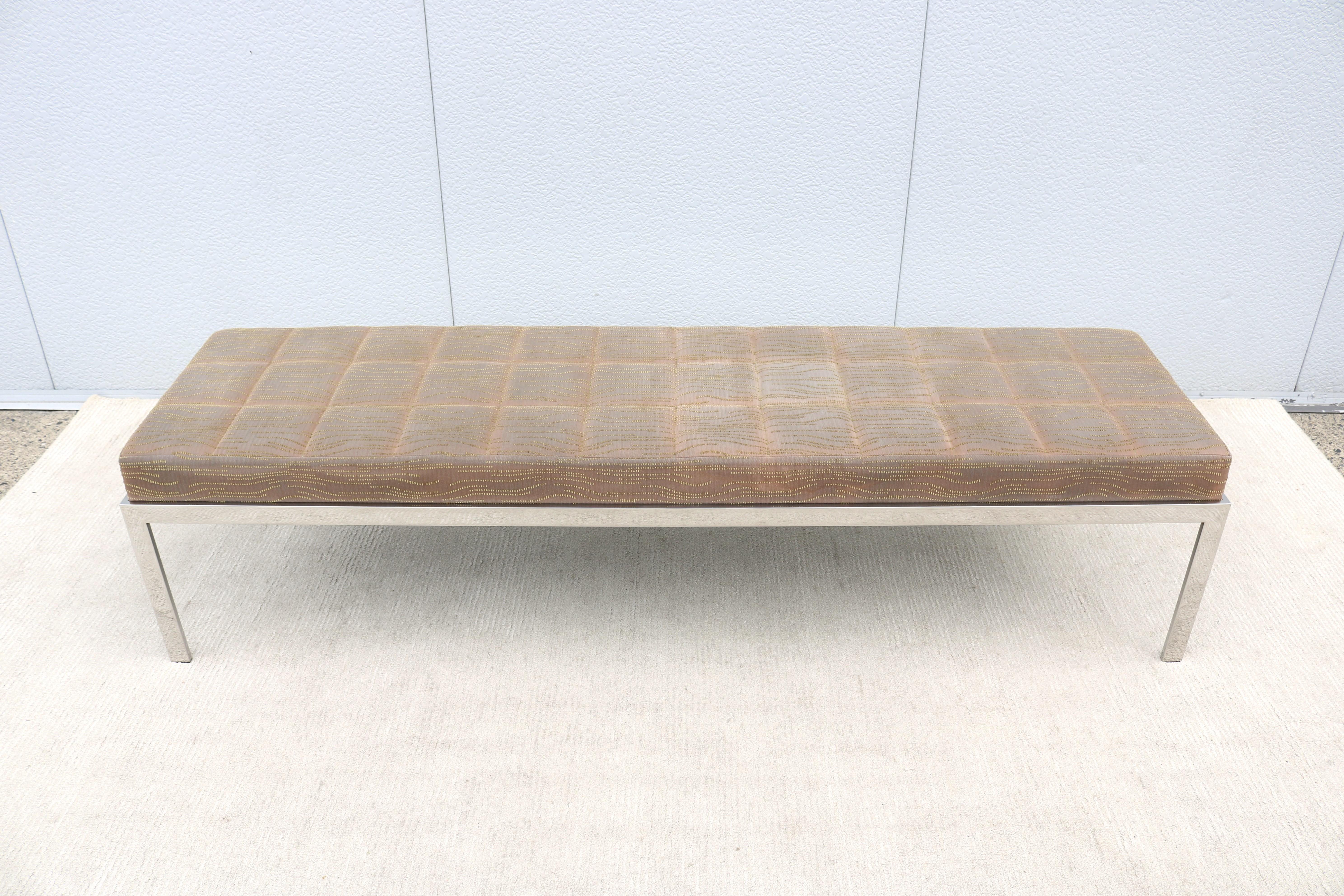 Mid-Century Modern Style Cumberland Large Rectangular Cambridge Metal Bench In Good Condition For Sale In Secaucus, NJ