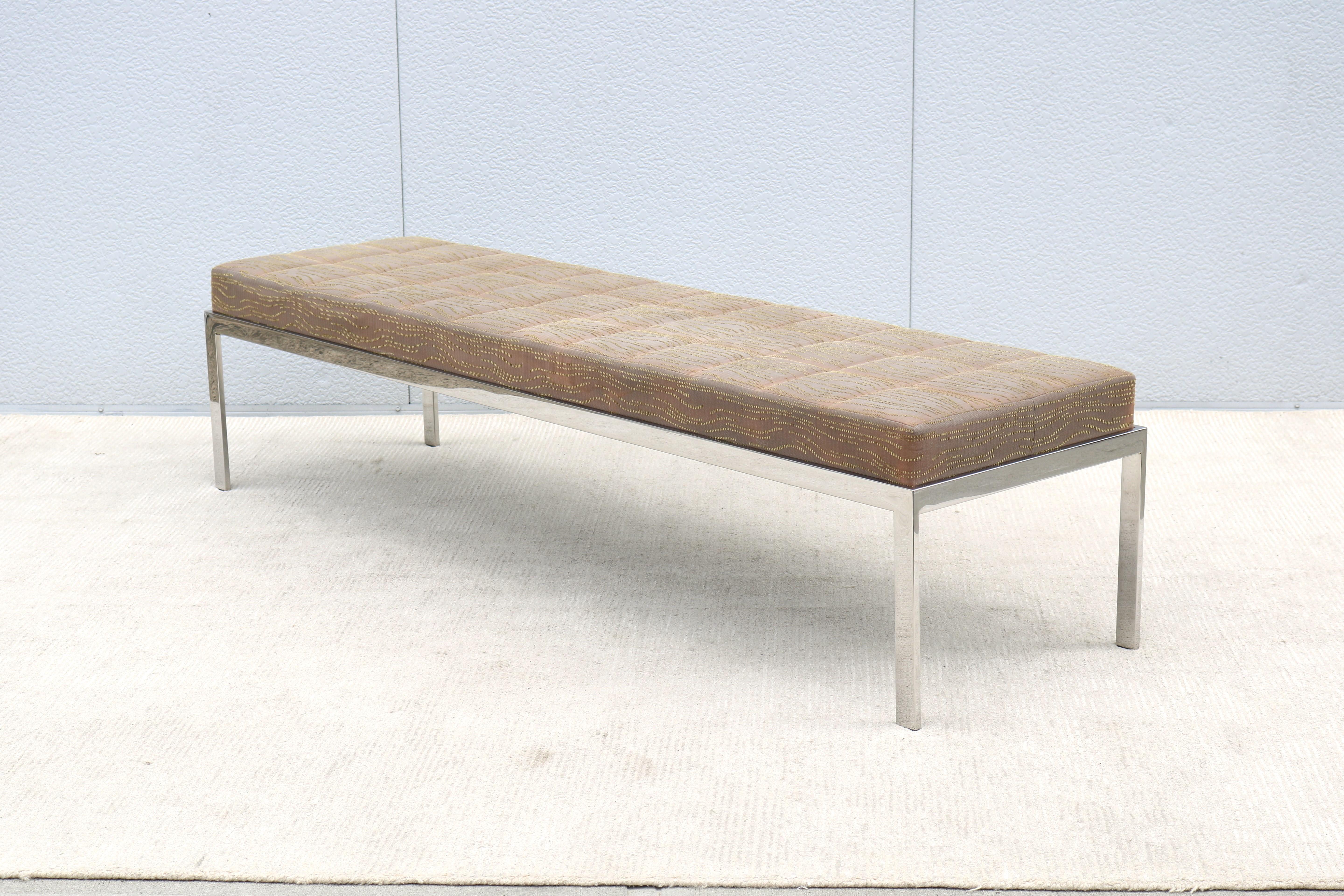 Mid-Century Modern Style Cumberland Large Rectangular Cambridge Metal Bench For Sale 2