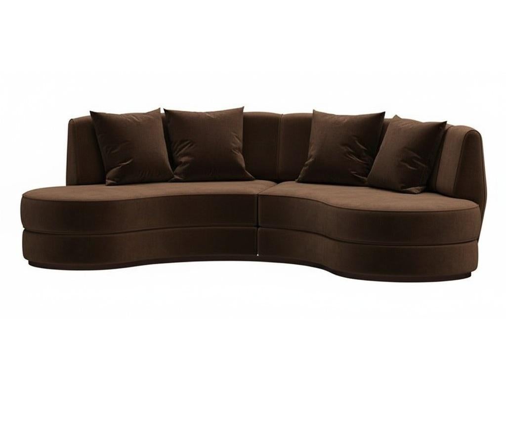 Moderno Divano scultoreo in stile metà secolo moderno in velluto color cioccolato in vendita