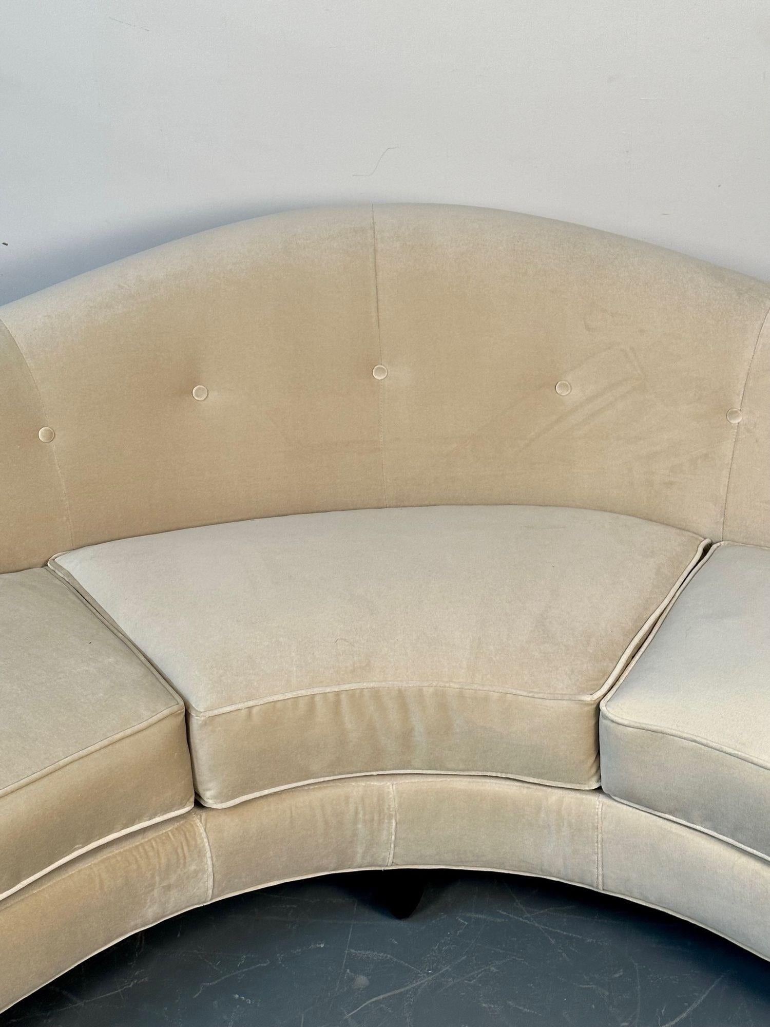 Christopher Guy, Modern, Curved Lafite Sofa, Beige Velvet, Black Wood, 2010s For Sale 9