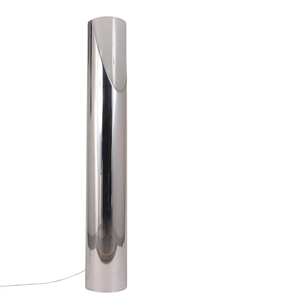 Plated Mid-Century Modern Style Cylinder Floor Lamp For Sale