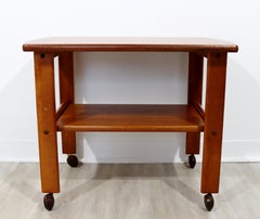 Mid-Century Modern Style Danish Two Tier Teak Rolling Bar Serving Cart Spottrup