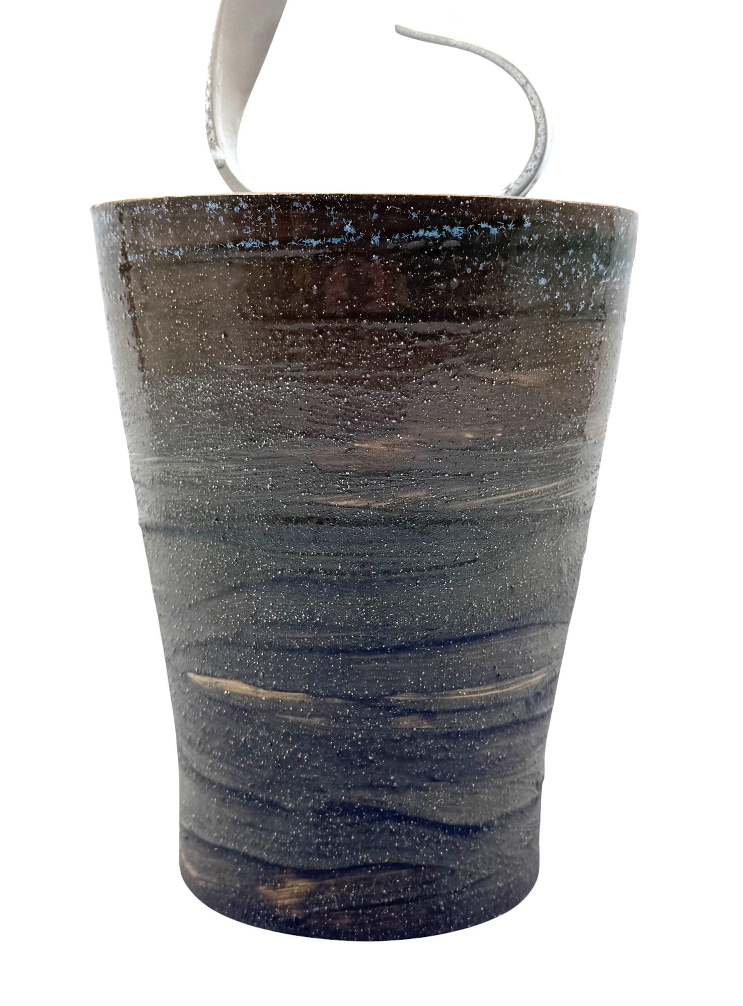 Mid-century Modern style dark green ceramic vase, Gabriele Bucci Italy 2000s For Sale 4