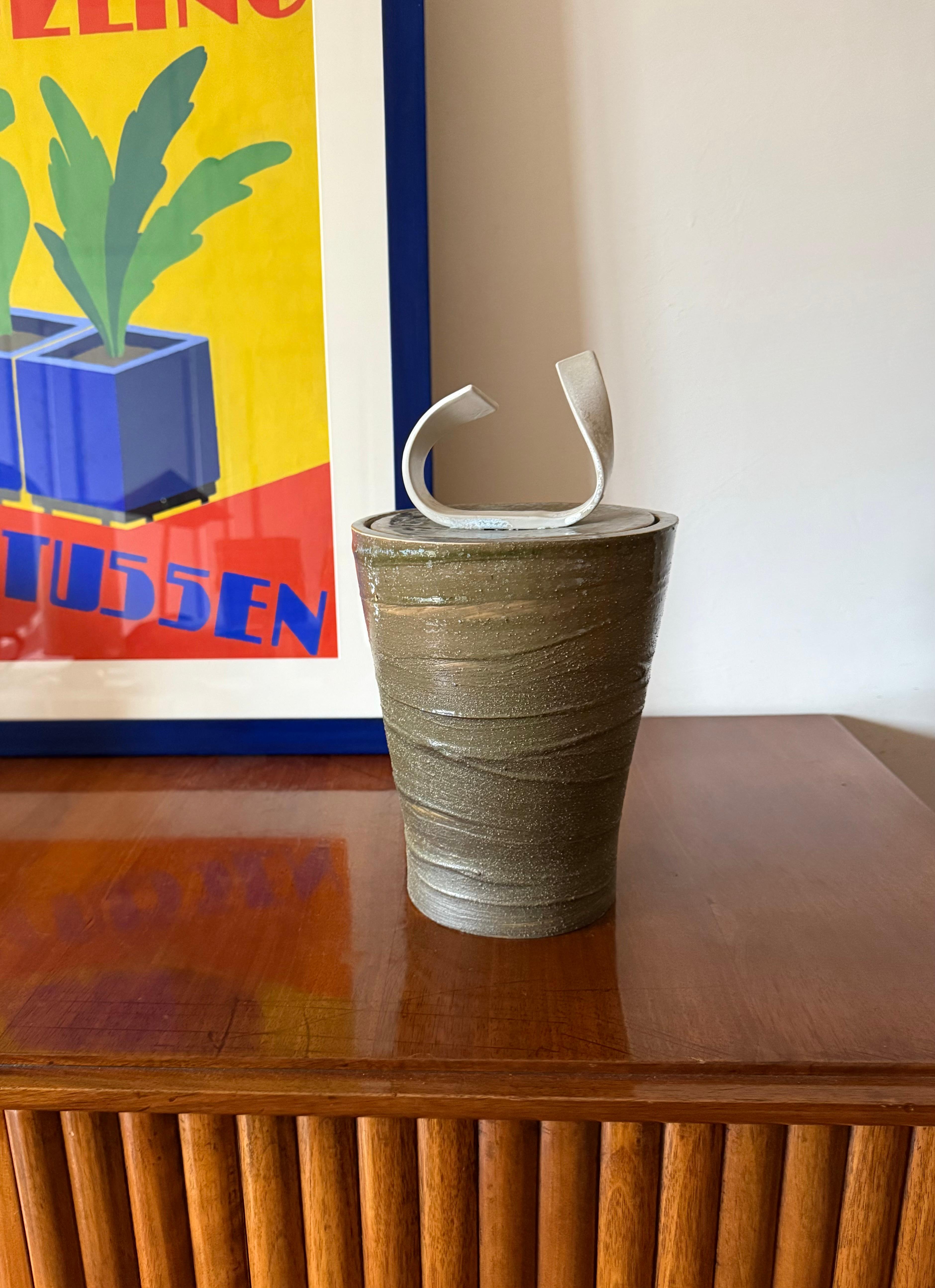 Mid-Century Modern Mid-century Modern style dark green ceramic vase, Gabriele Bucci Italy 2000s For Sale