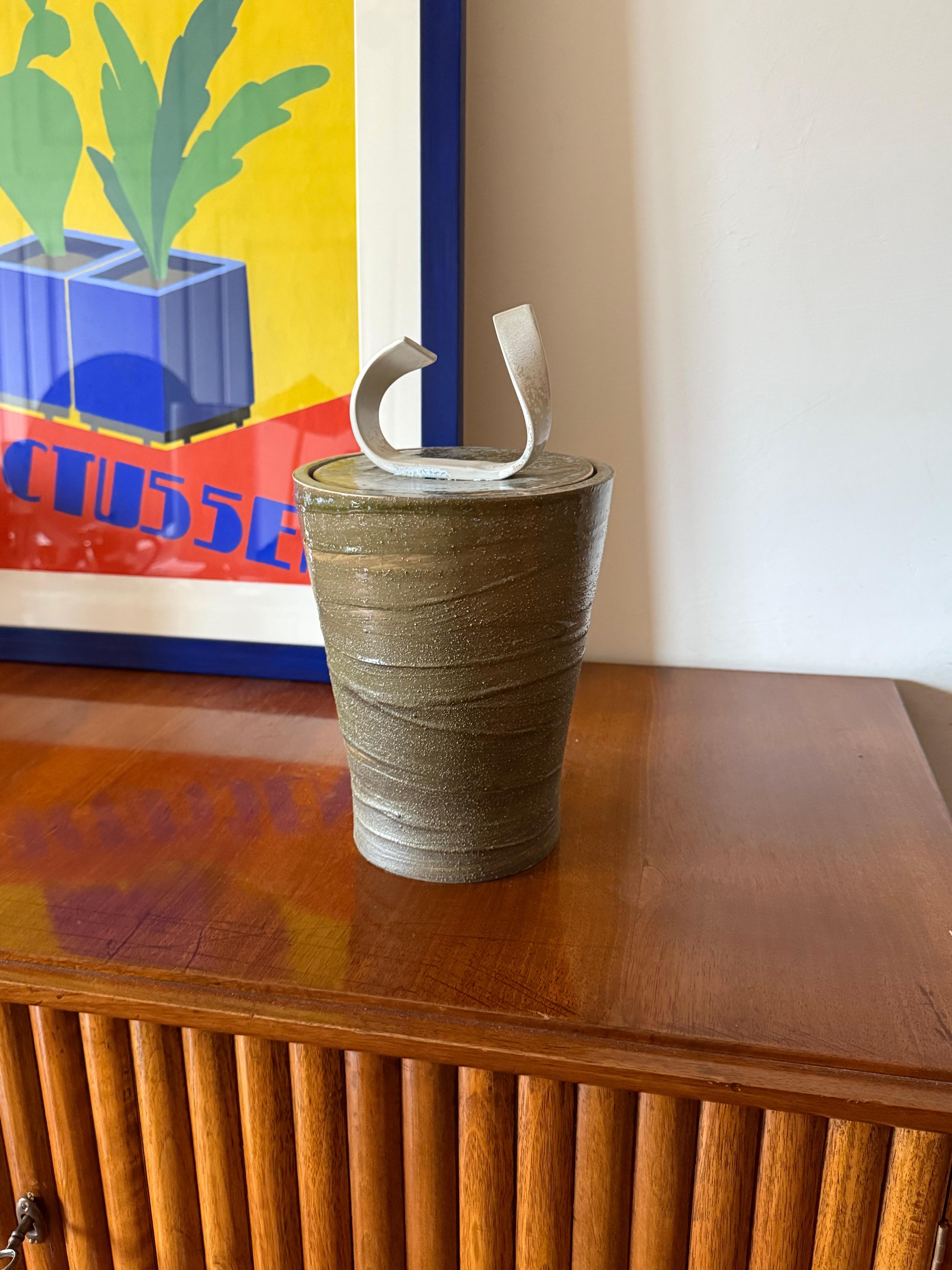 Italian Mid-century Modern style dark green ceramic vase, Gabriele Bucci Italy 2000s For Sale