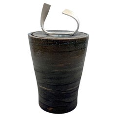 Mid-century Modern style dark green ceramic vase, Gabriele Bucci Italy 2000s